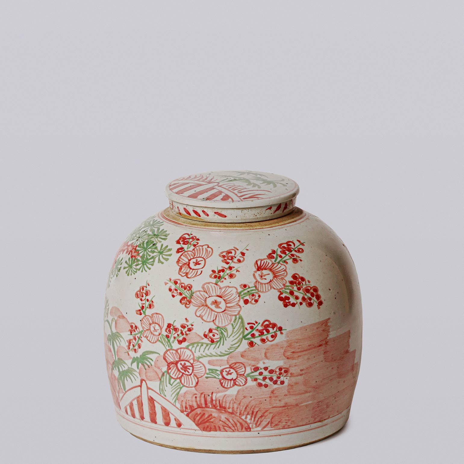Pink & Green Rustic Porcelain Three Friends Med. Lidded Jar - Image 3