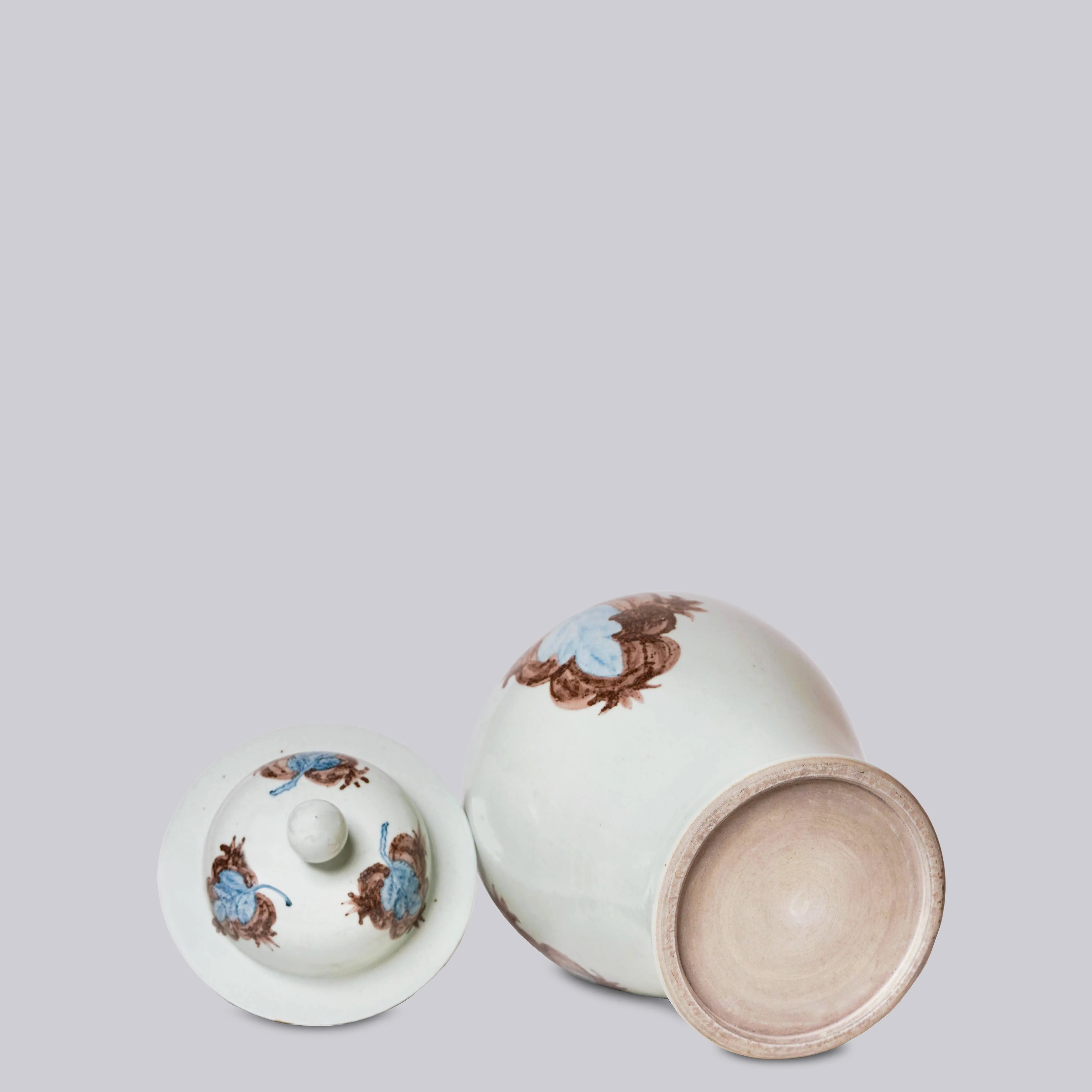 Pomegranate Red and Blue Porcelain Temple Jar - Image 4