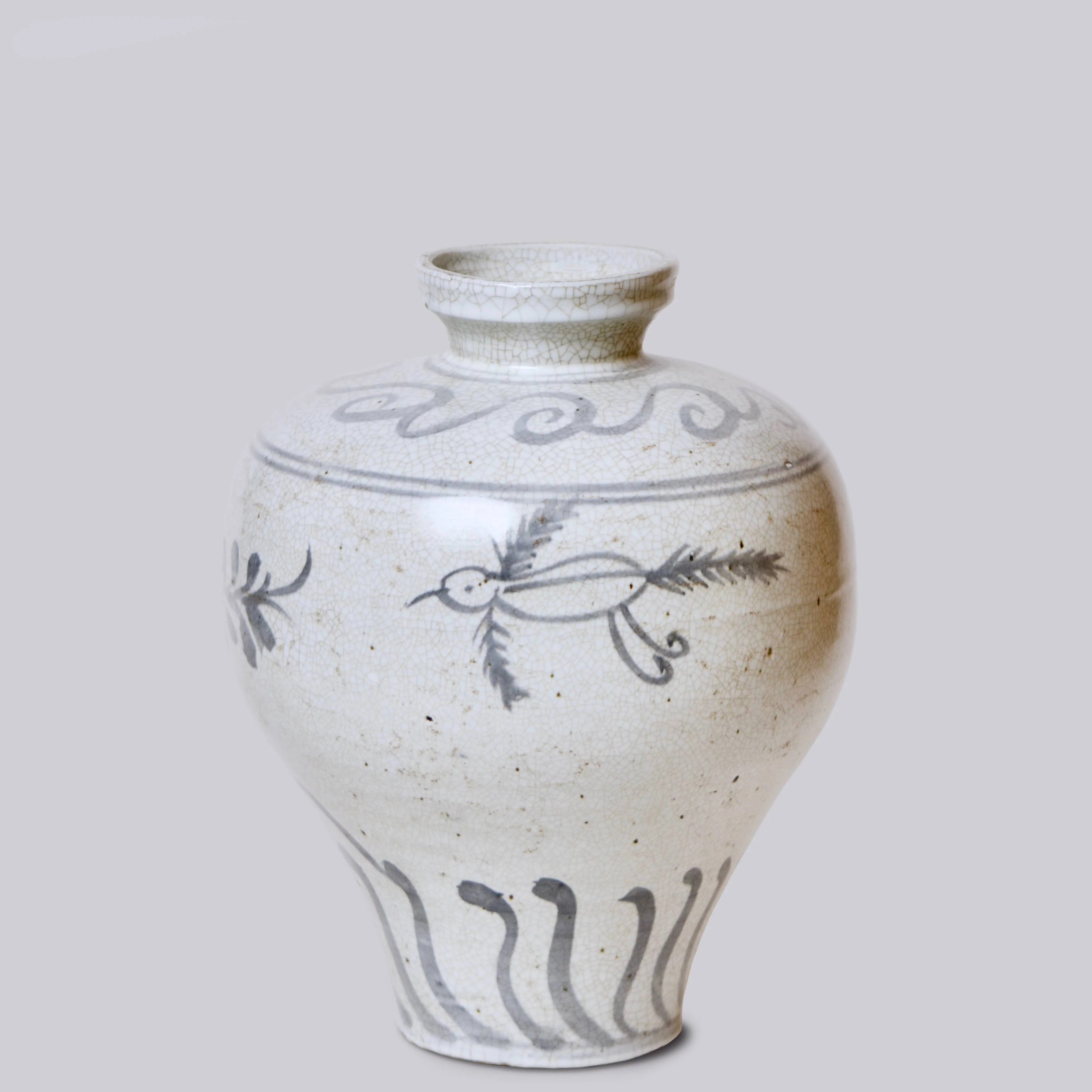 Rustic Blue and White Porcelain Amphora Vase