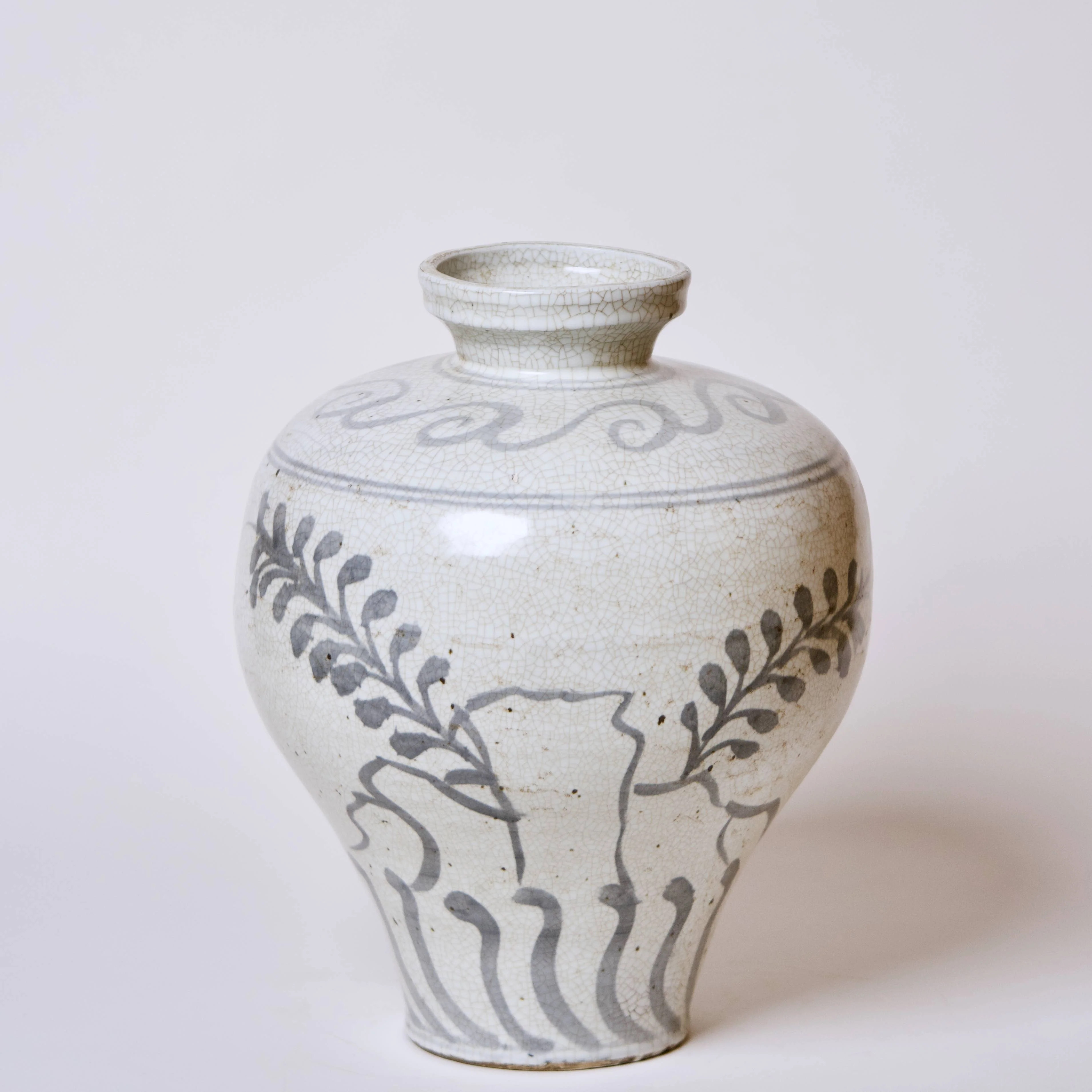 Rustic Blue and White Porcelain Amphora Vase - Image 2