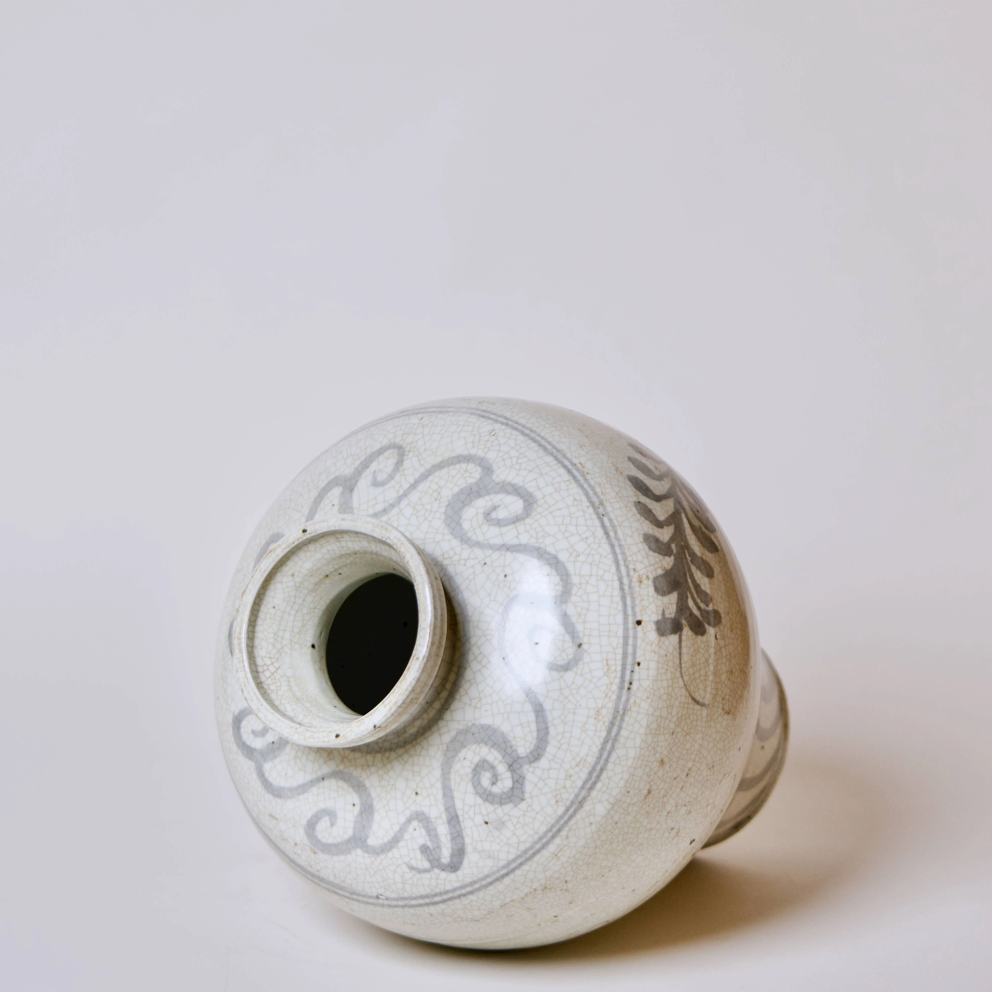 Rustic Blue and White Porcelain Amphora Vase - Image 6