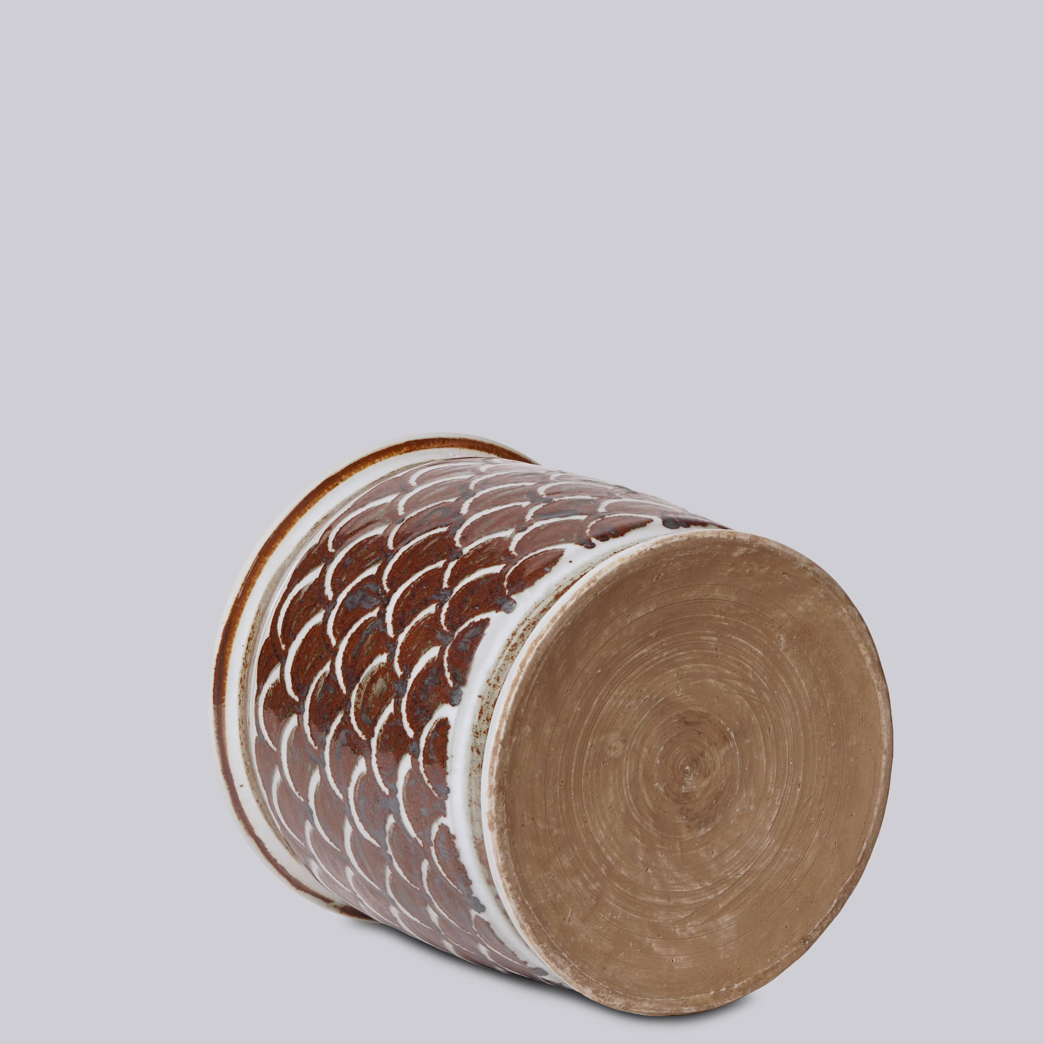 Rustic Copper Glazed Dragon Scale Porcelain Cachepot - Image 4