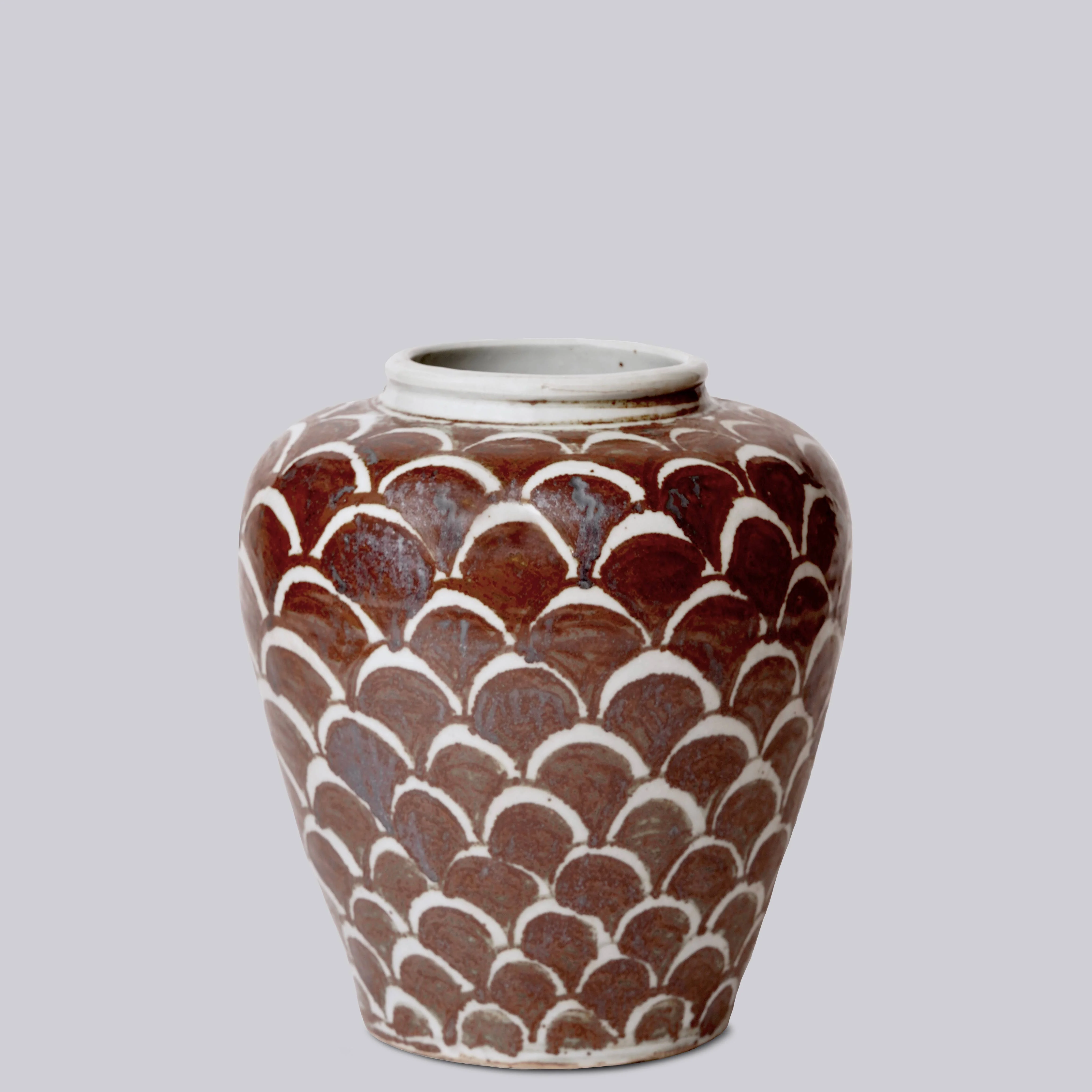 Rustic Copper Glazed Dragon Scale Porcelain Pot