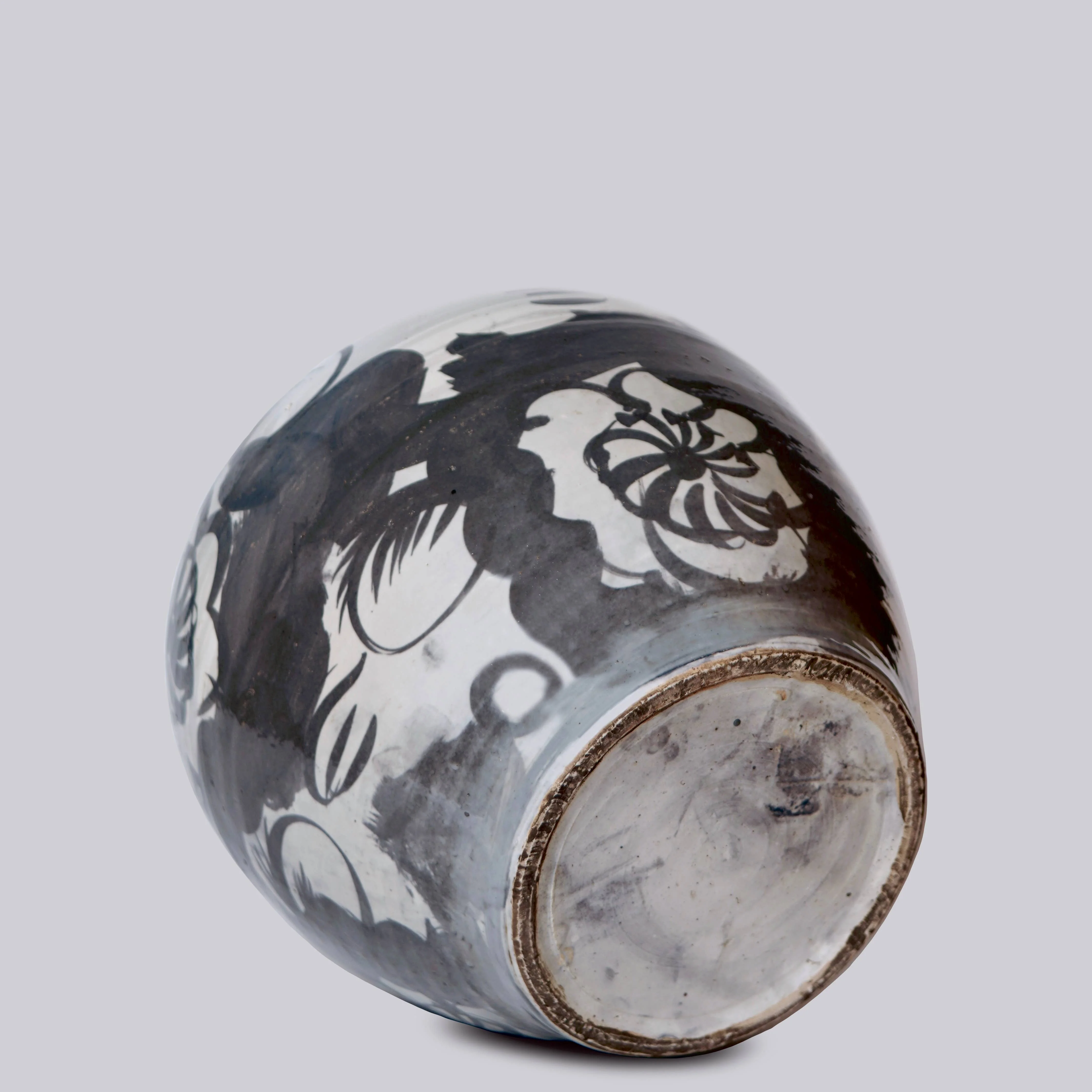 Rustic Floral Blue and White Porcelain Pot - Image 5