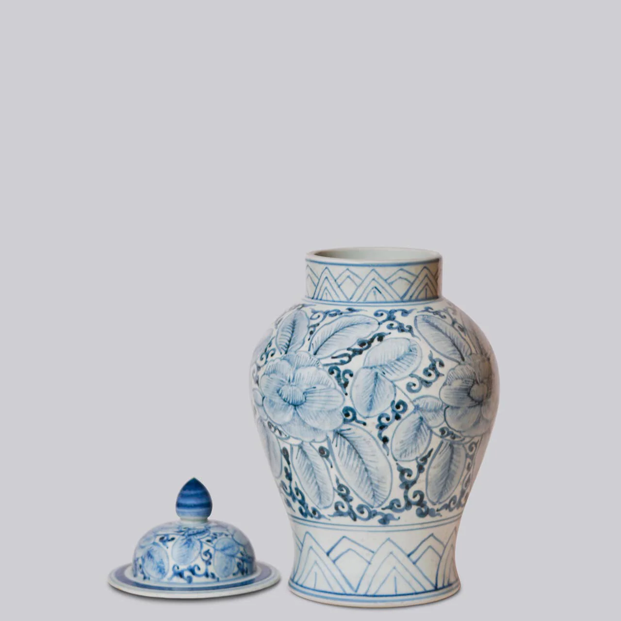 Rustic Rose Blue and White Porcelain Temple Jar - Image 3