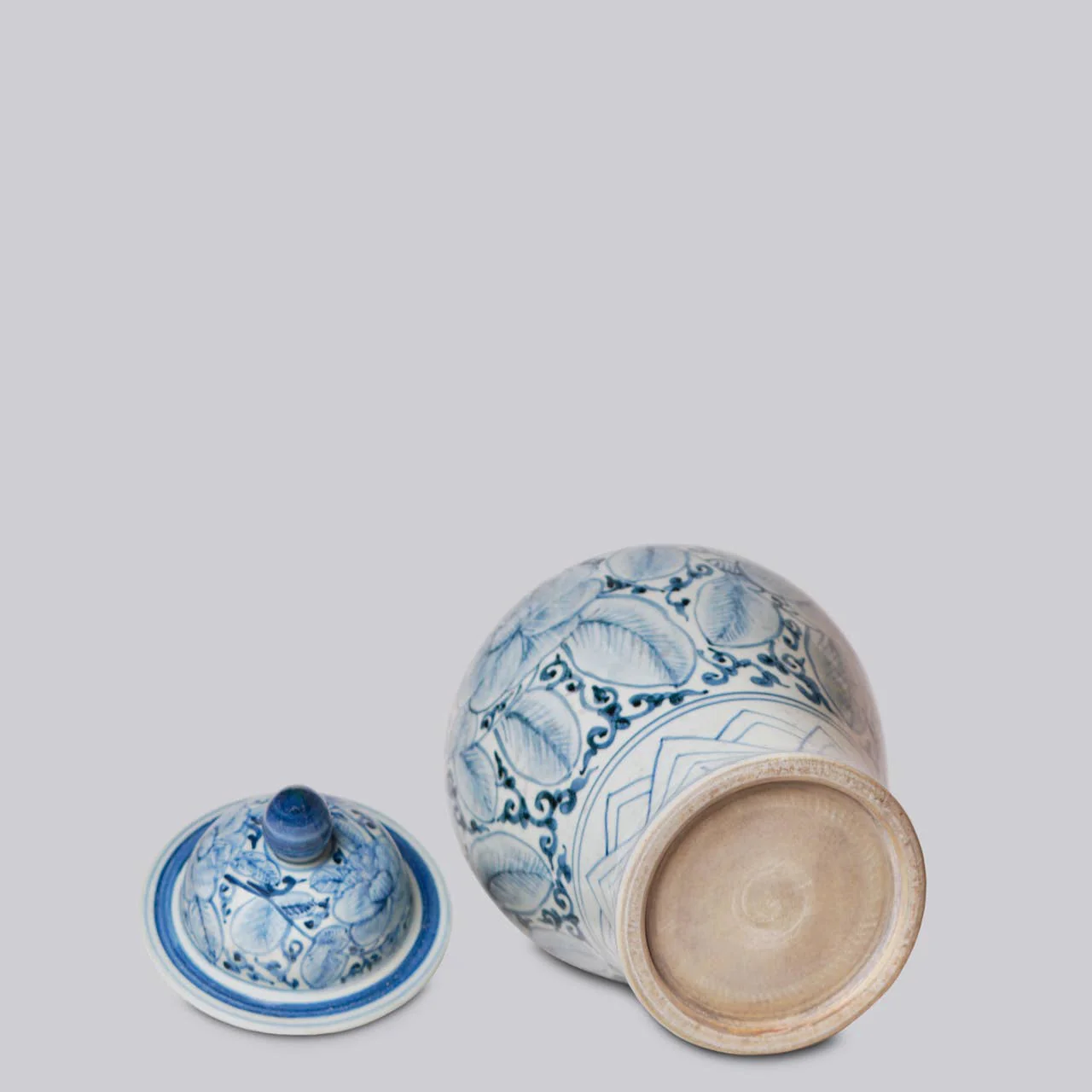 Rustic Rose Blue and White Porcelain Temple Jar - Image 4