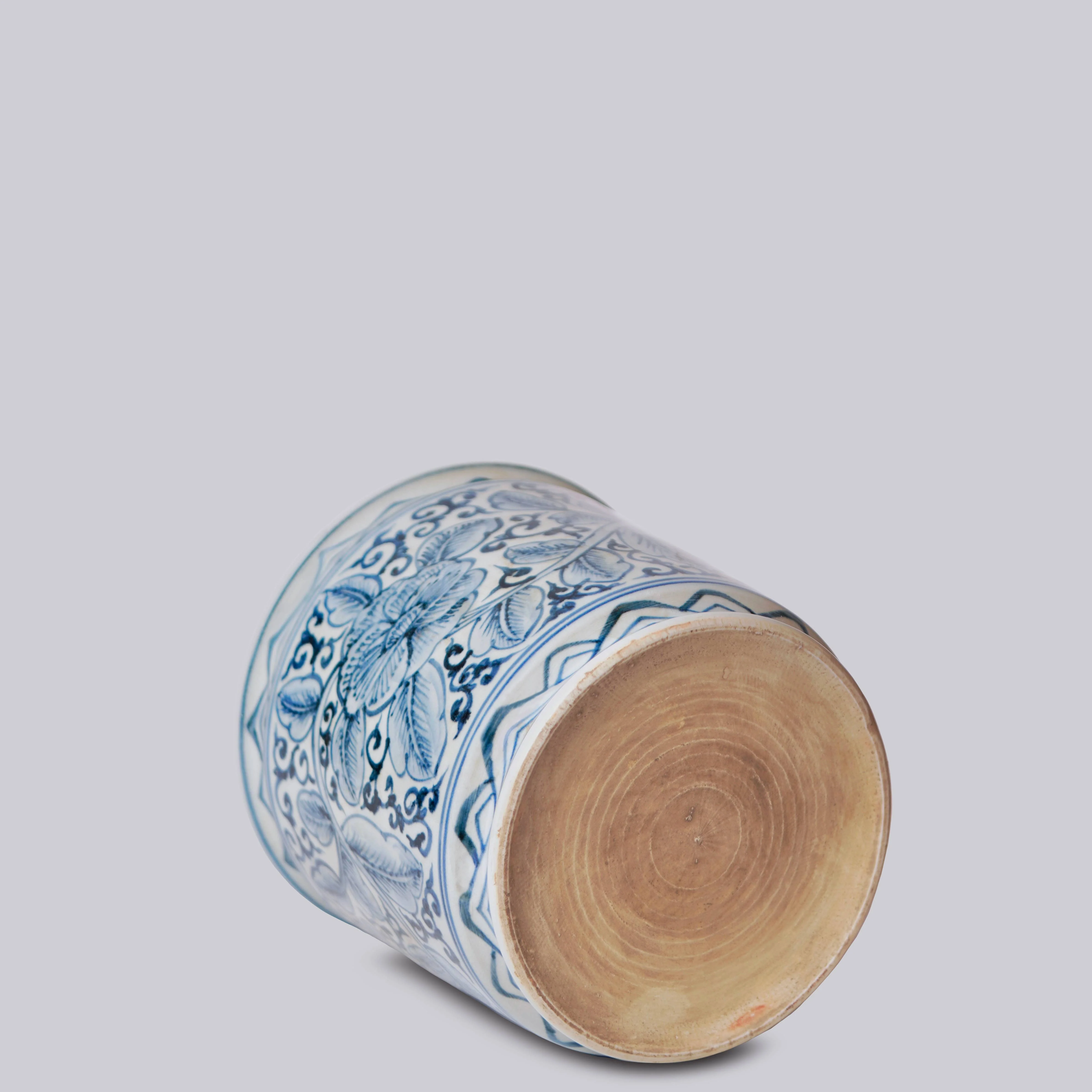 Rustic Rose Blue & White Porcelain Cachepot - Image 4