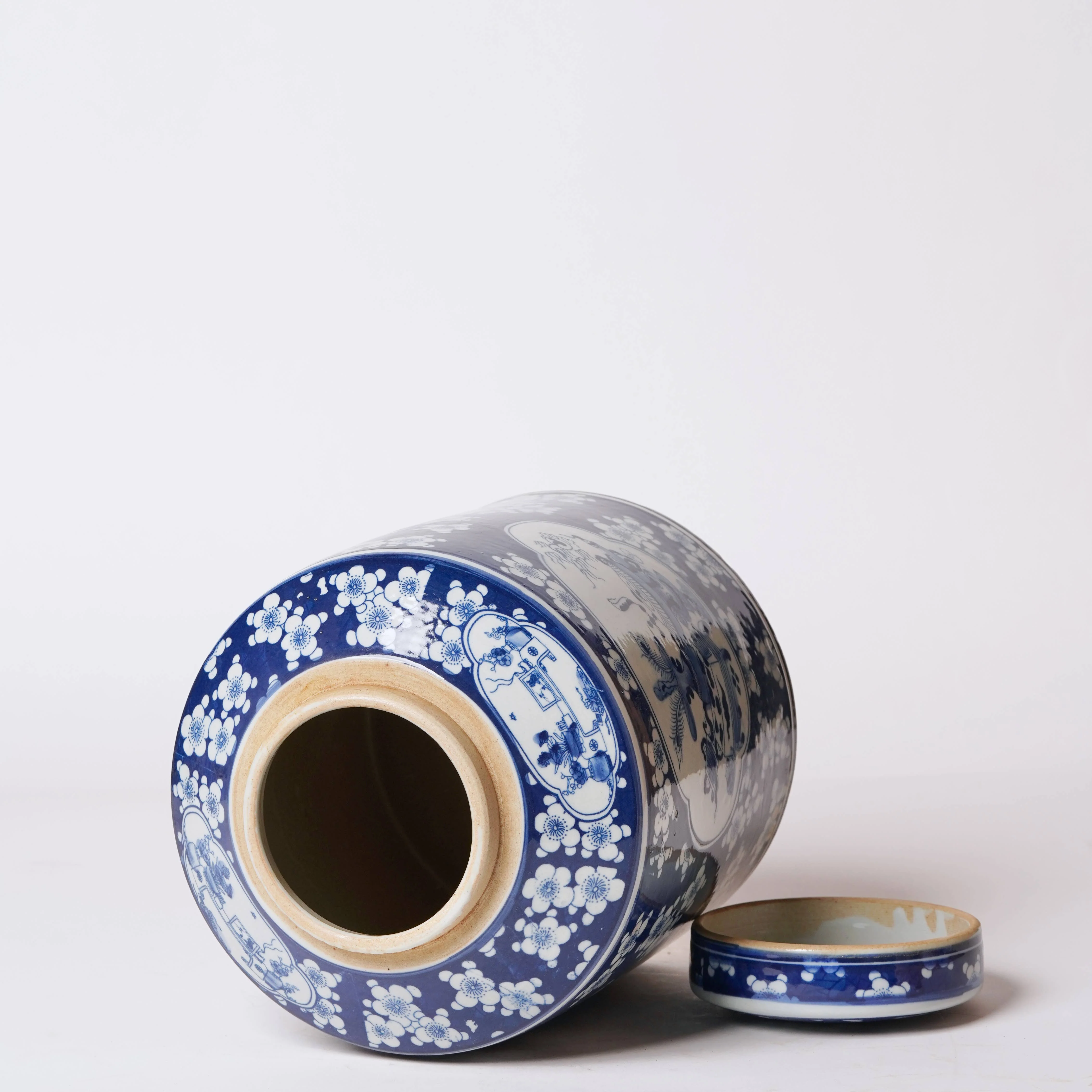 Scholar's Objects Blue and White Porcelain Canister - Image 2