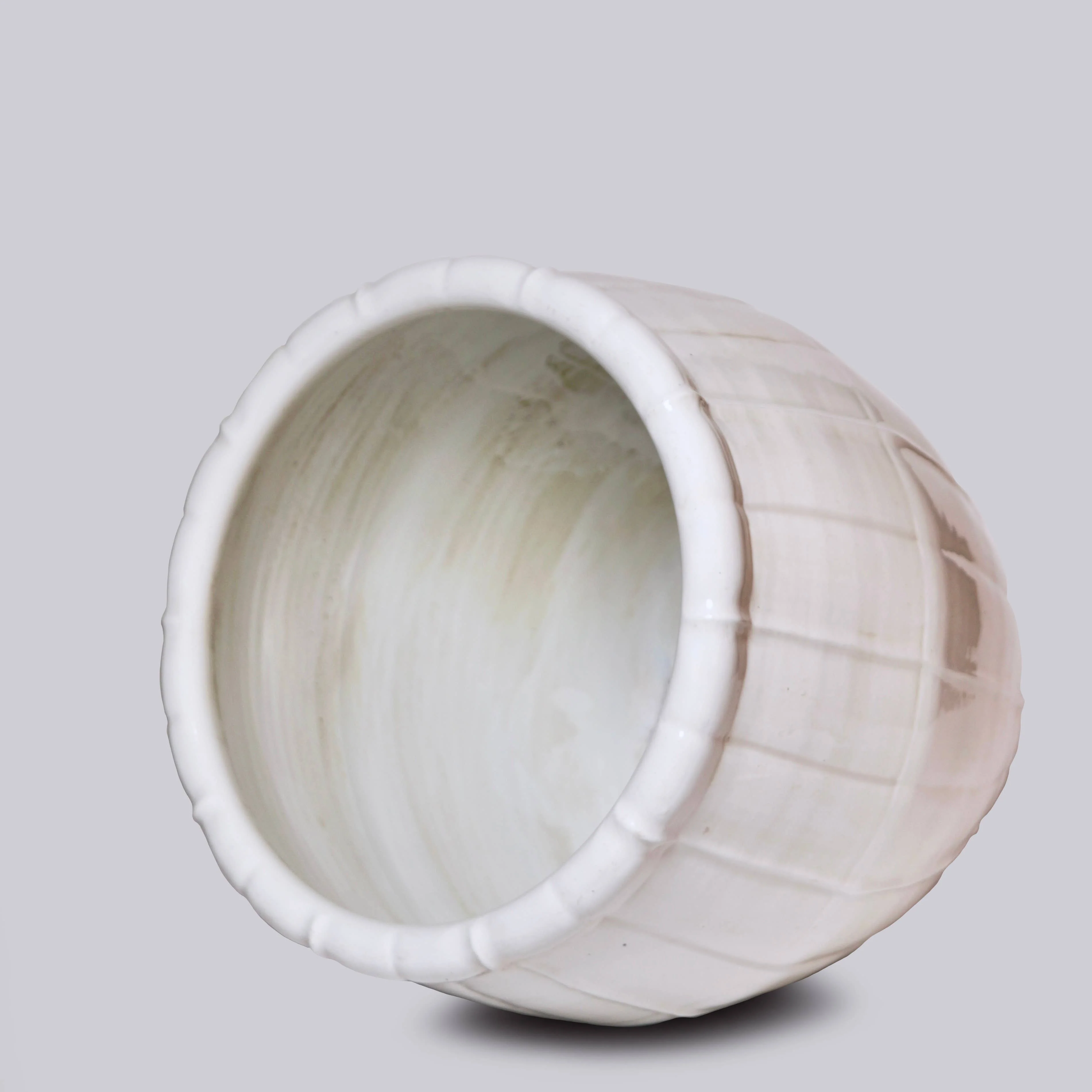 White Porcelain Ribbed Planter - Image 3