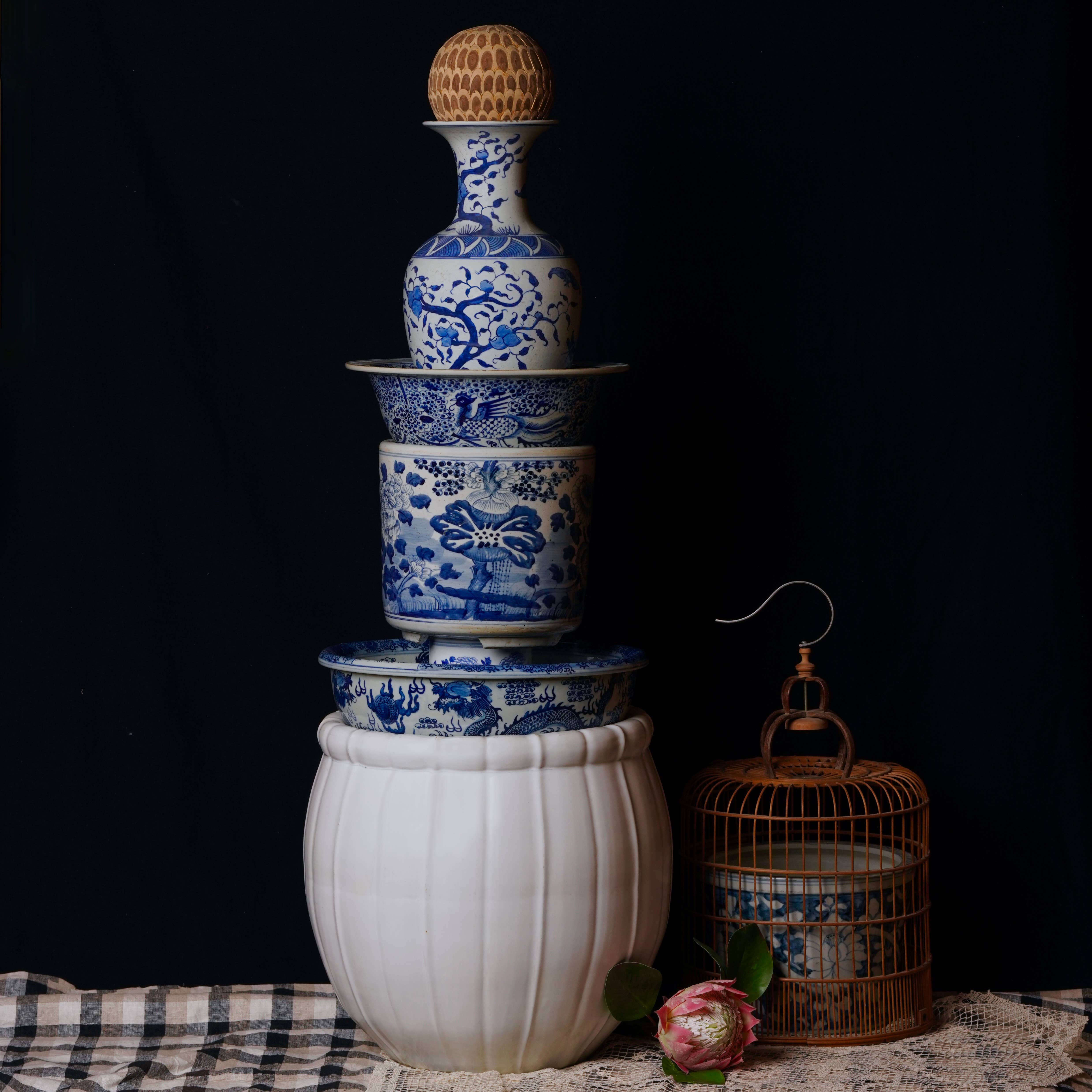 White Porcelain Ribbed Planter - Image 5