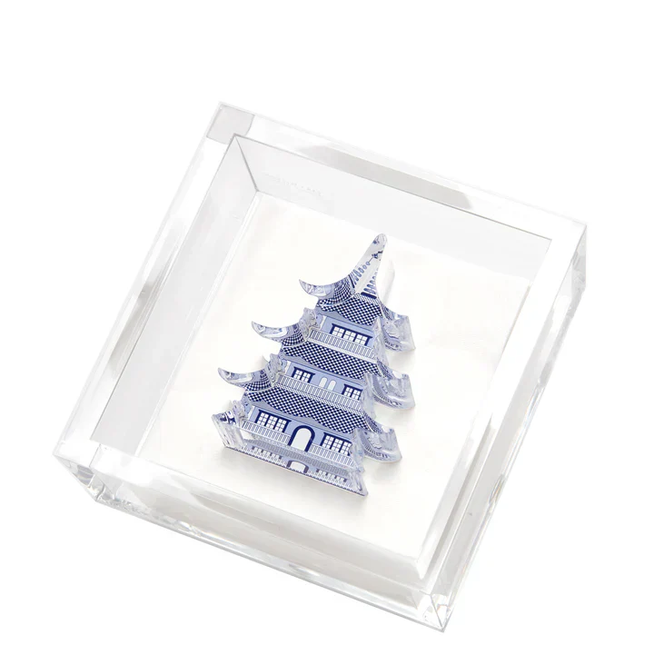 Cocktail Napkin Holder - Blue Pagoda