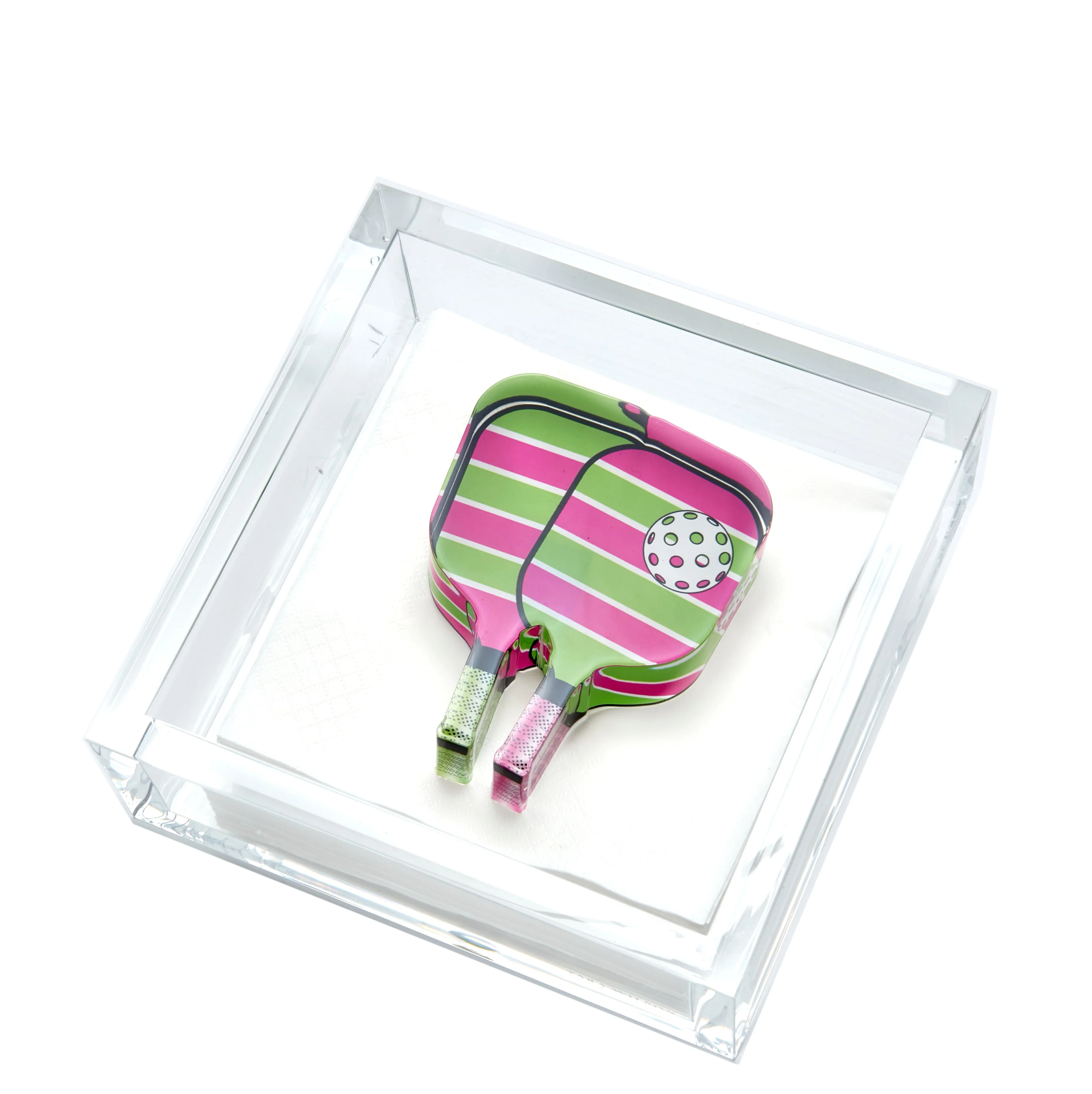 Cocktail Napkin Holder - Pickleball - Pink/Green