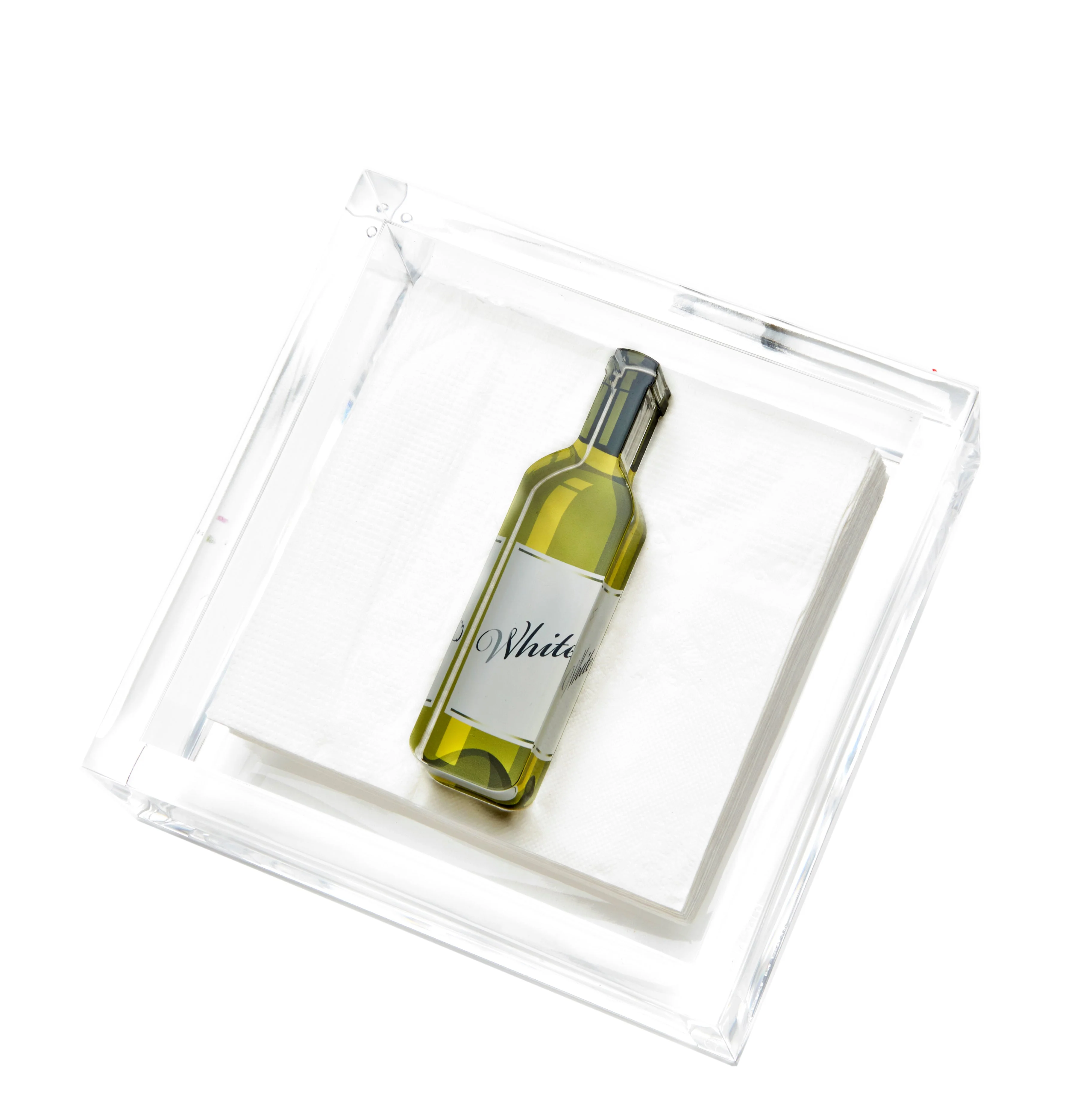 Cocktail Napkin Holder - White Wine Bottle