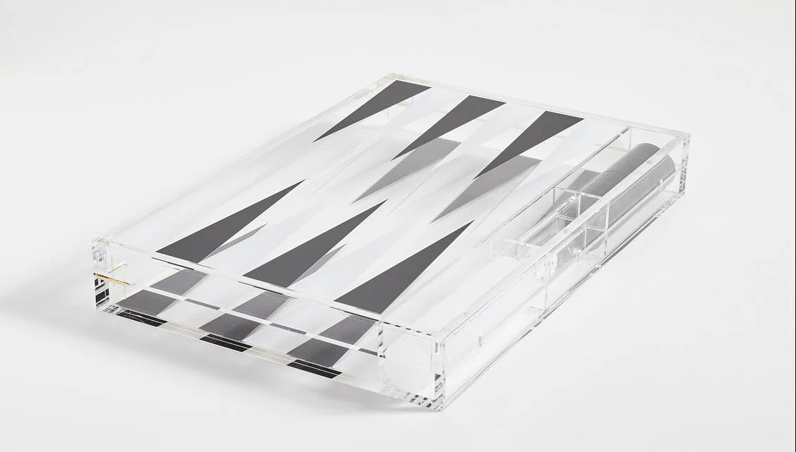 Tizo Lucite Backgammon Set Black & Clear - Image 3