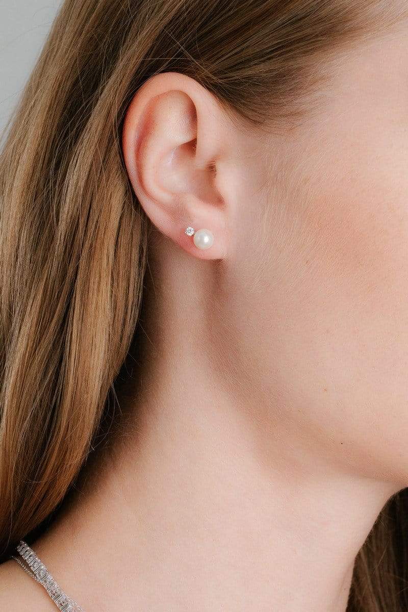 CRISLU Accented Freshwater Pearl Stud Earrings - Image 2