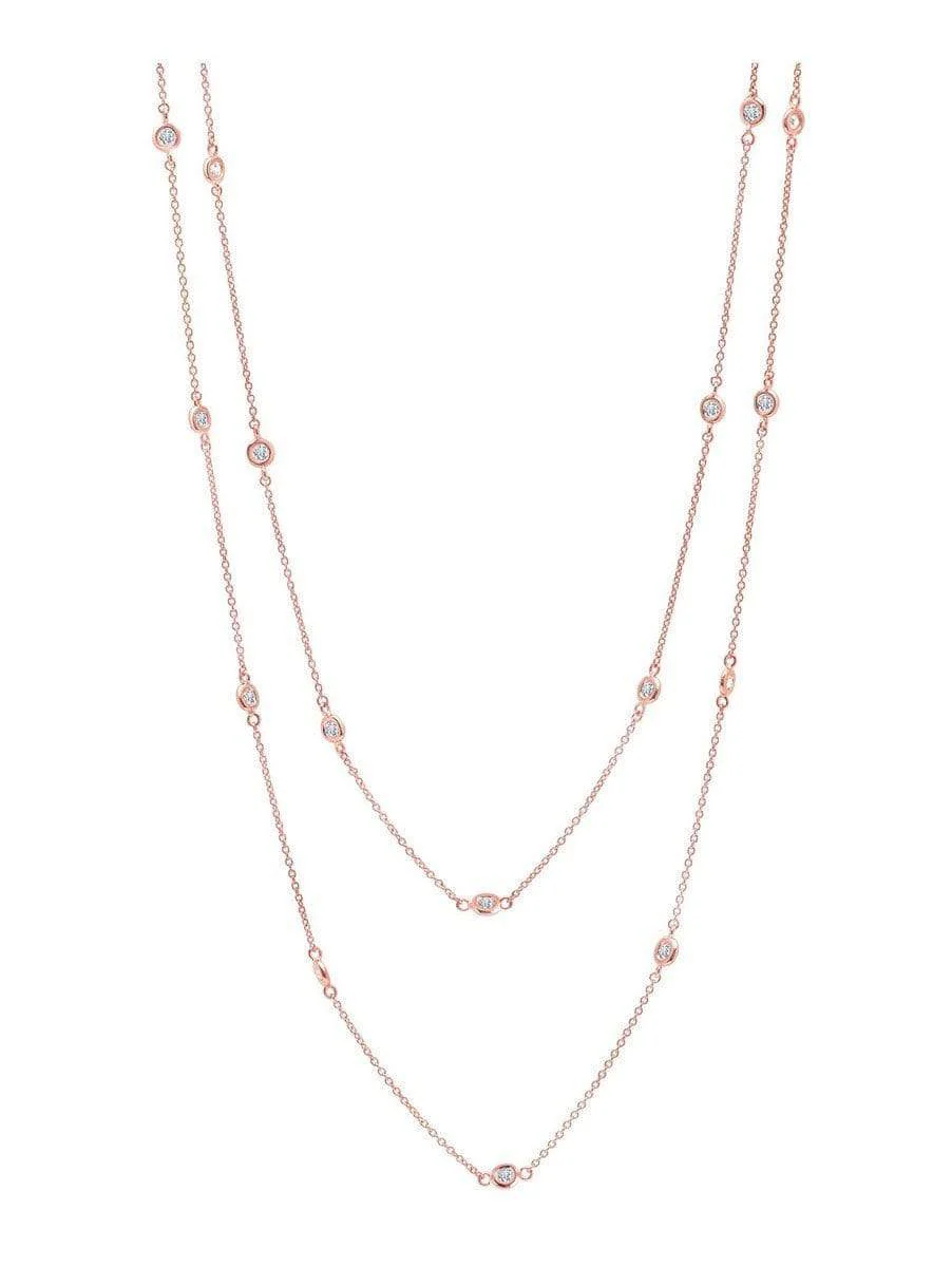 CRISLU Bezel 36" Necklace Finished in 18KT Rose Gold