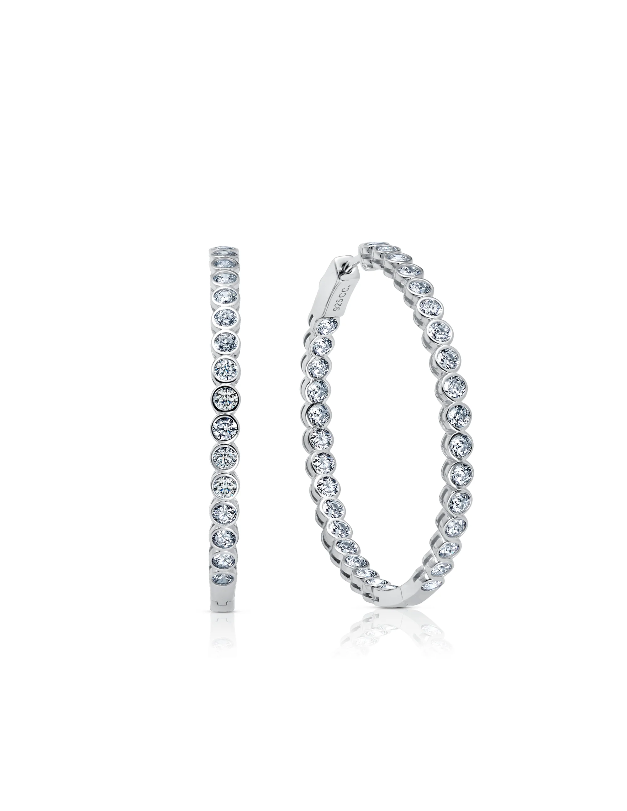 Crislu Bezel Inside Out Hoops Finished in Pure Platinum
