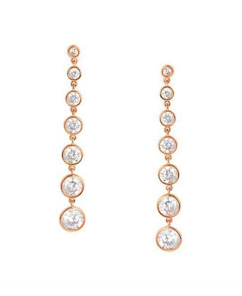 CRISLU Bezel Set 2.9 Carat Drop Earrings Finished in 18KT Rose Gold