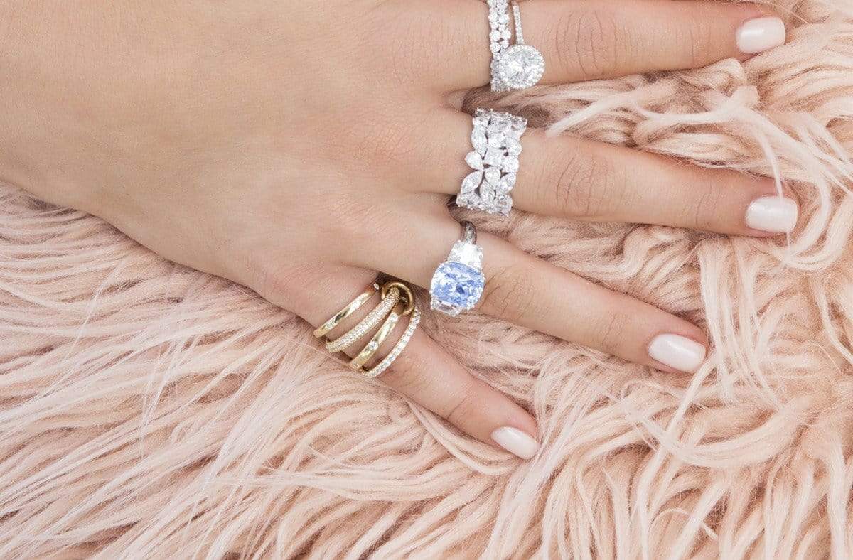 CRISLU Blue Quartz Cocktail Ring With Cushion & Half-Moon Stones - Size 6 - Image 2