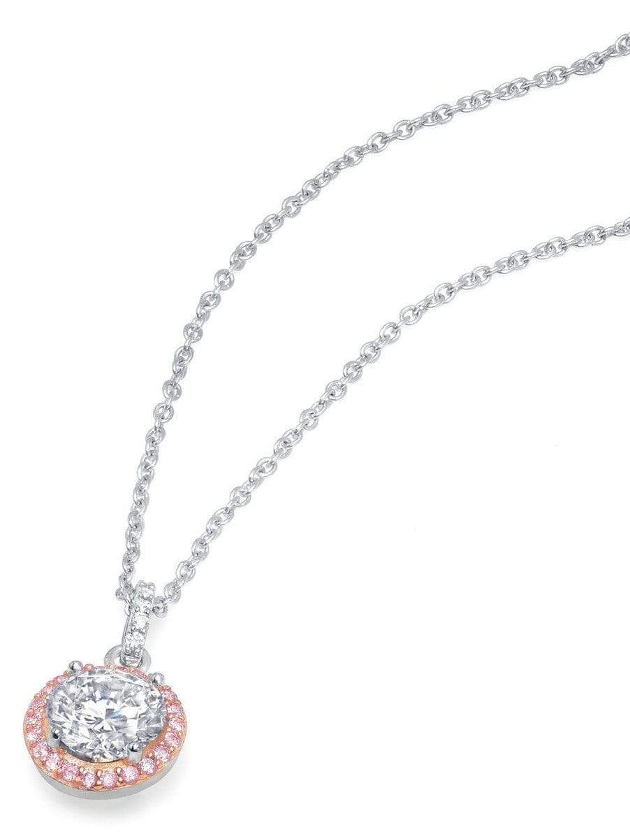 CRISLU Brilliant Cut Fiore Pink Halo Pendant