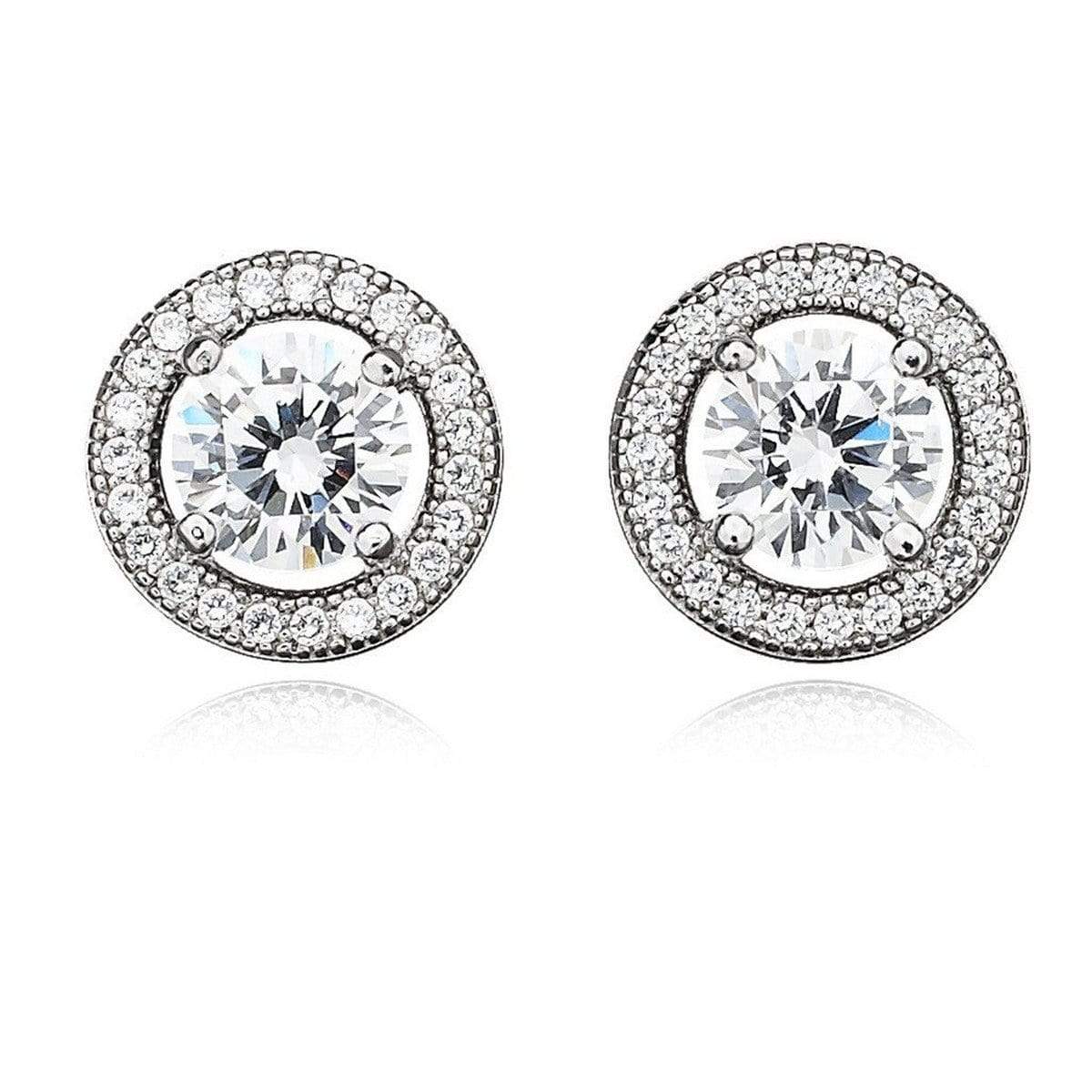 CRISLU Brilliant Cut Halo Earrings Finished in Pure Platinum