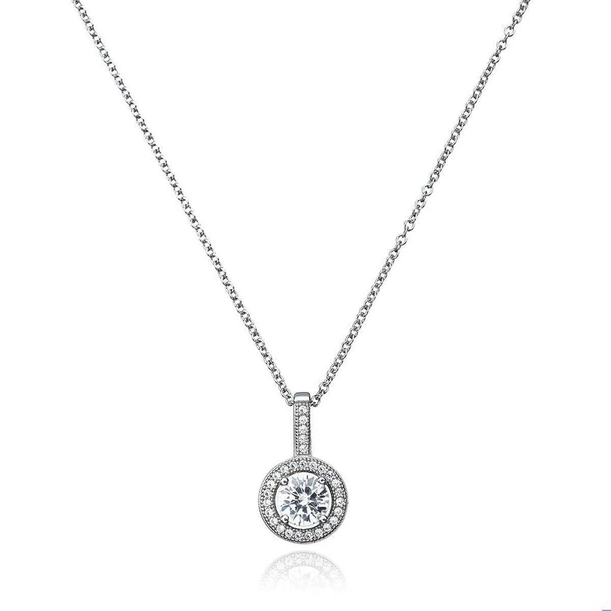 CRISLU Brilliant Cut Halo Pendant Finished in Pure Platinum