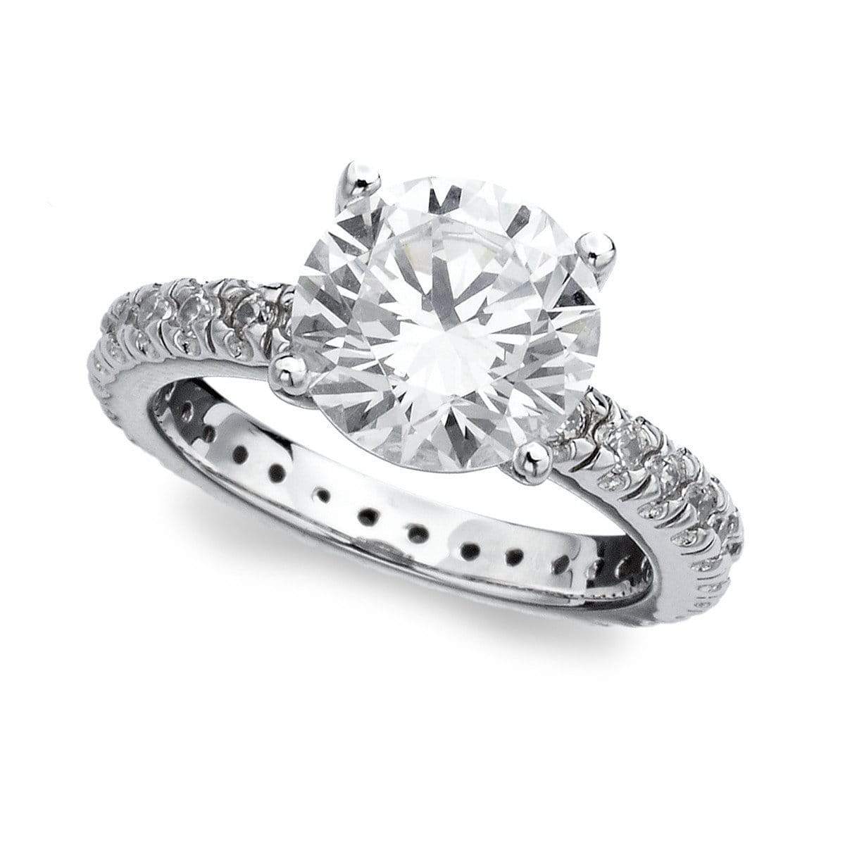 CRISLU Classic Brilliant Solitaire Ring With Pave Band - Size 7