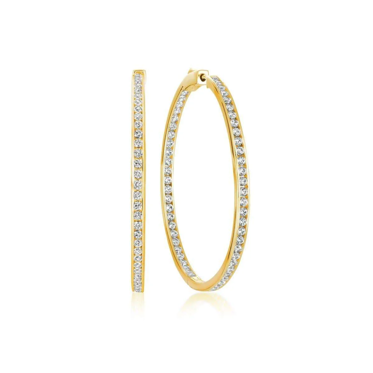 CRISLU Classic Inside Out Hoop Earrings 1.6 Carat Finished in 18KT Gold
