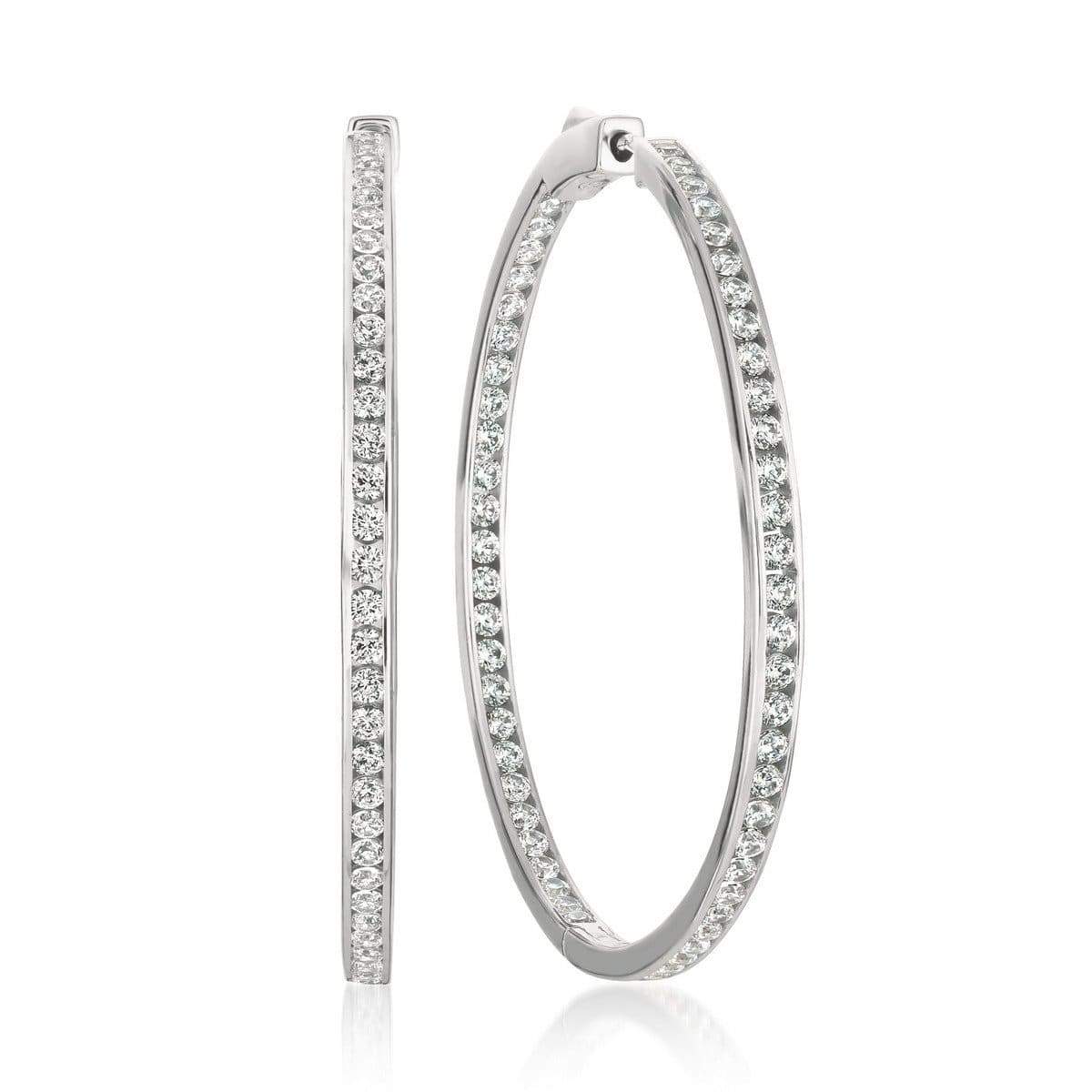 CRISLU Classic Inside Out Hoop Earrings 2.0 Carat Finished in Pure Platinum