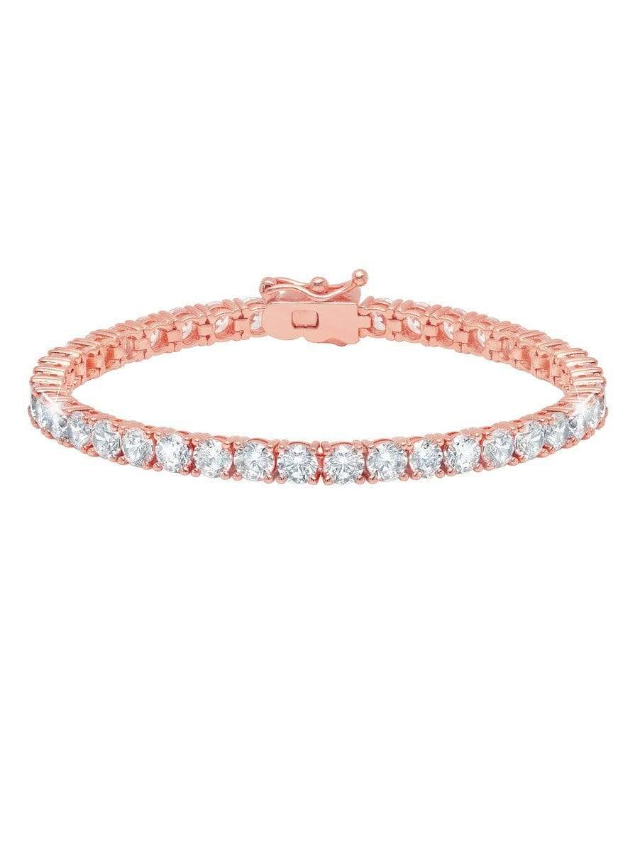 CRISLU Classic Large Brilliant Tennis Bracelet Finished in 18KT Rose Gold - Size 7.5