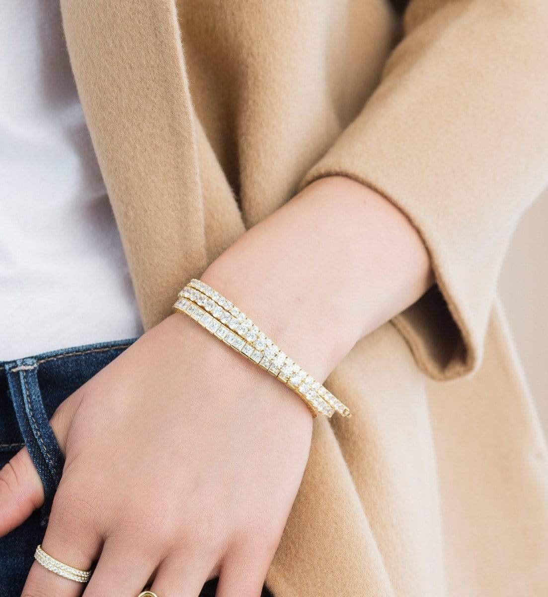 CRISLU Classic Large Brilliant Tennis Bracelet Finished in 18KT Rose Gold - Size 7.5 - Image 3