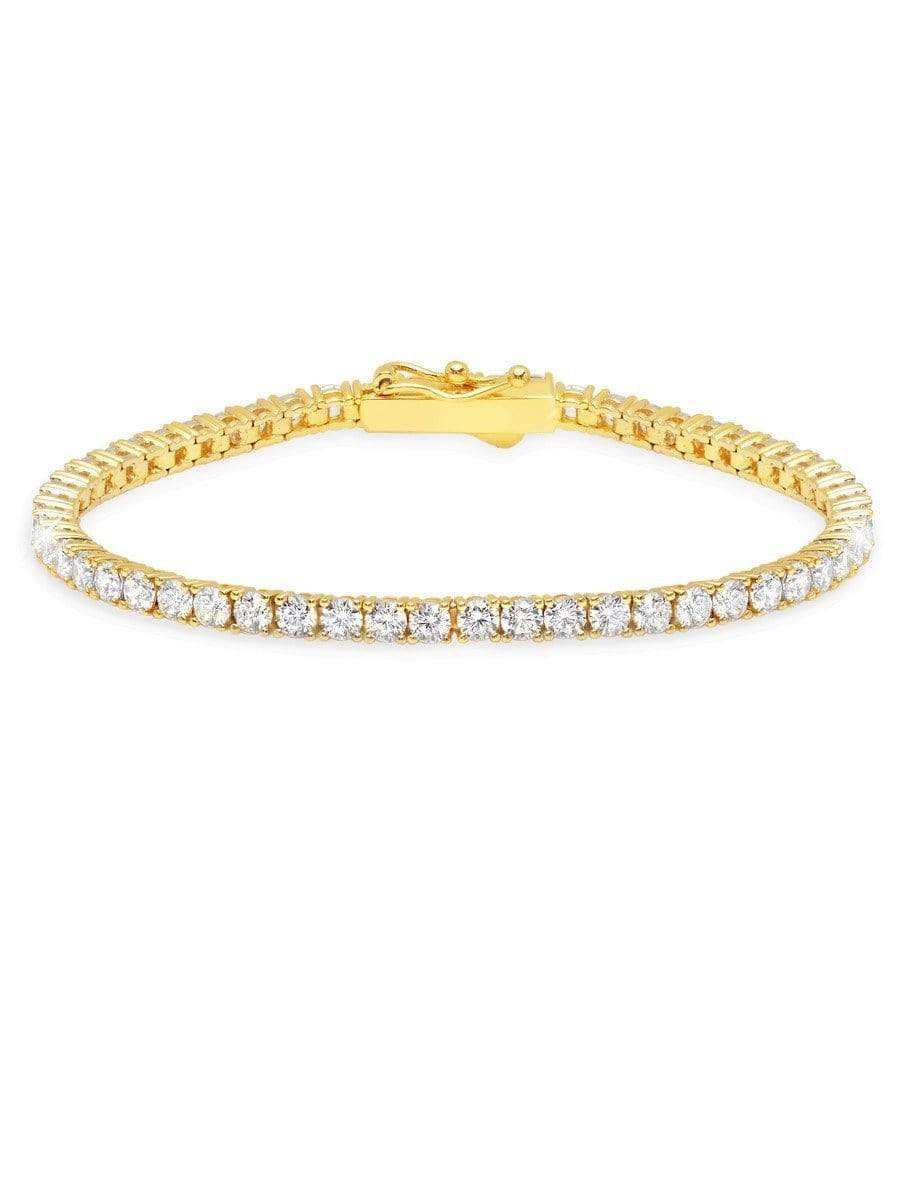 CRISLU Classic Medium Brilliant Tennis Bracelet Finished in 18KT Gold - Size 6.5