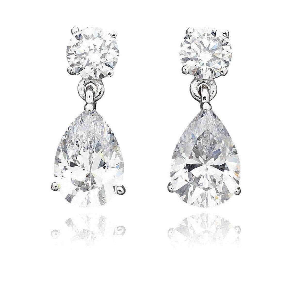 CRISLU Classic Pear Drop Earrings 3.0 Carat Finished in Pure Platinum