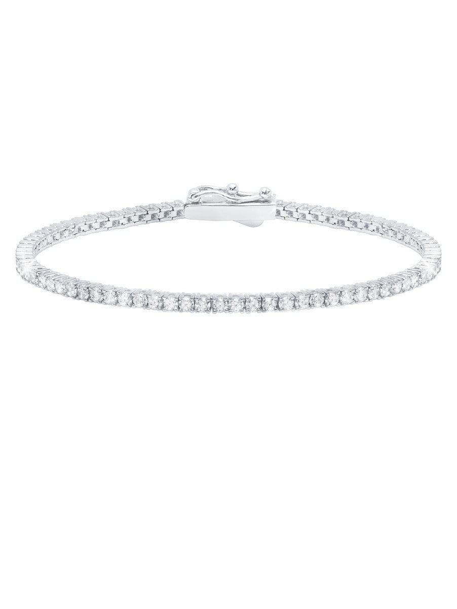 CRISLU Classic Small Brilliant Tennis Bracelet Finished in Pure Platinum - Size 7