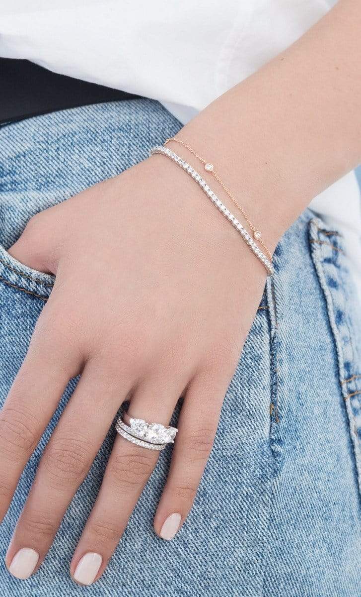 CRISLU Classic Small Brilliant Tennis Bracelet Finished in Pure Platinum - Size 7 - Image 3