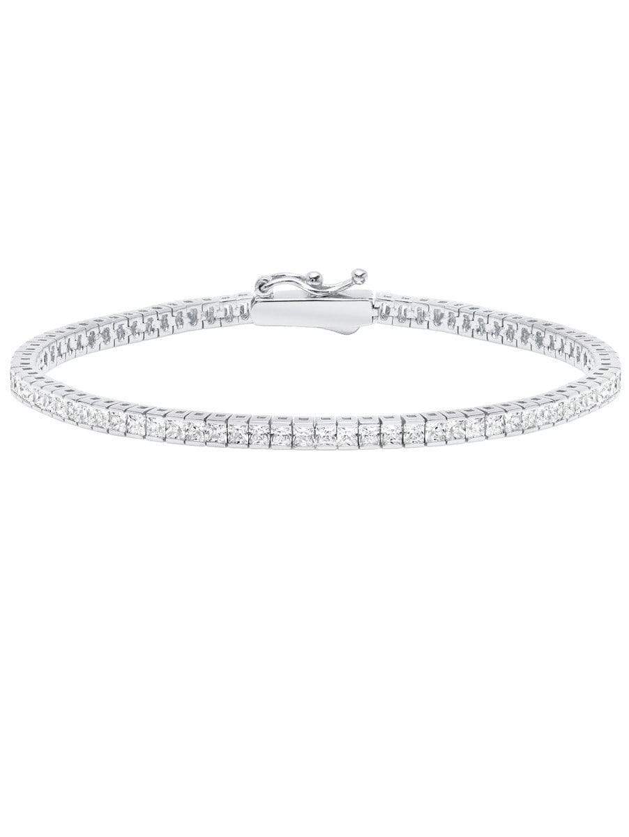 CRISLU Classic Small Princess Tennis Bracelet Finished in Pure Platinum - Size 7.5