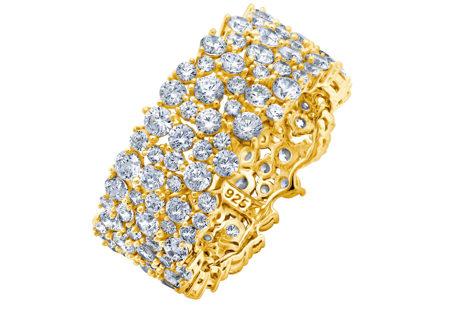 Crislu Cluster Large Eternity Ring Finished In 18kt Yellow Gold