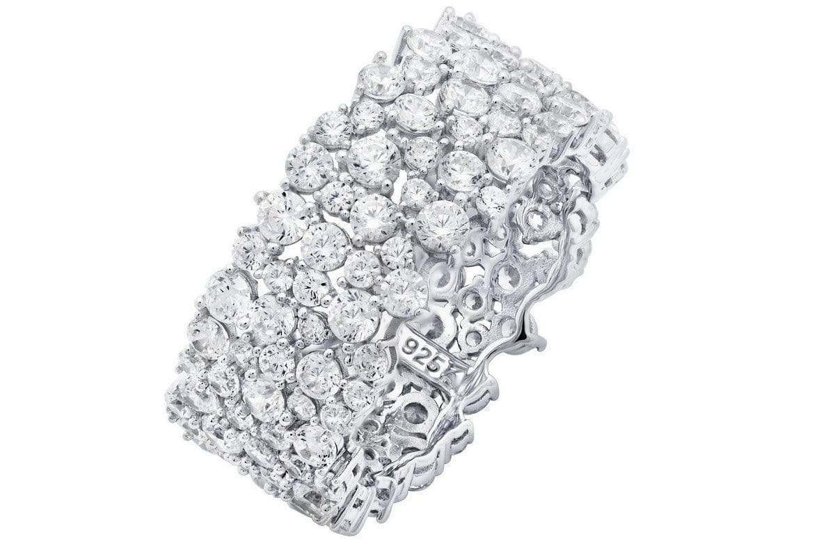 CRISLU Cluster Large Eternity Ring Finished in Pure Platinum - Size 7