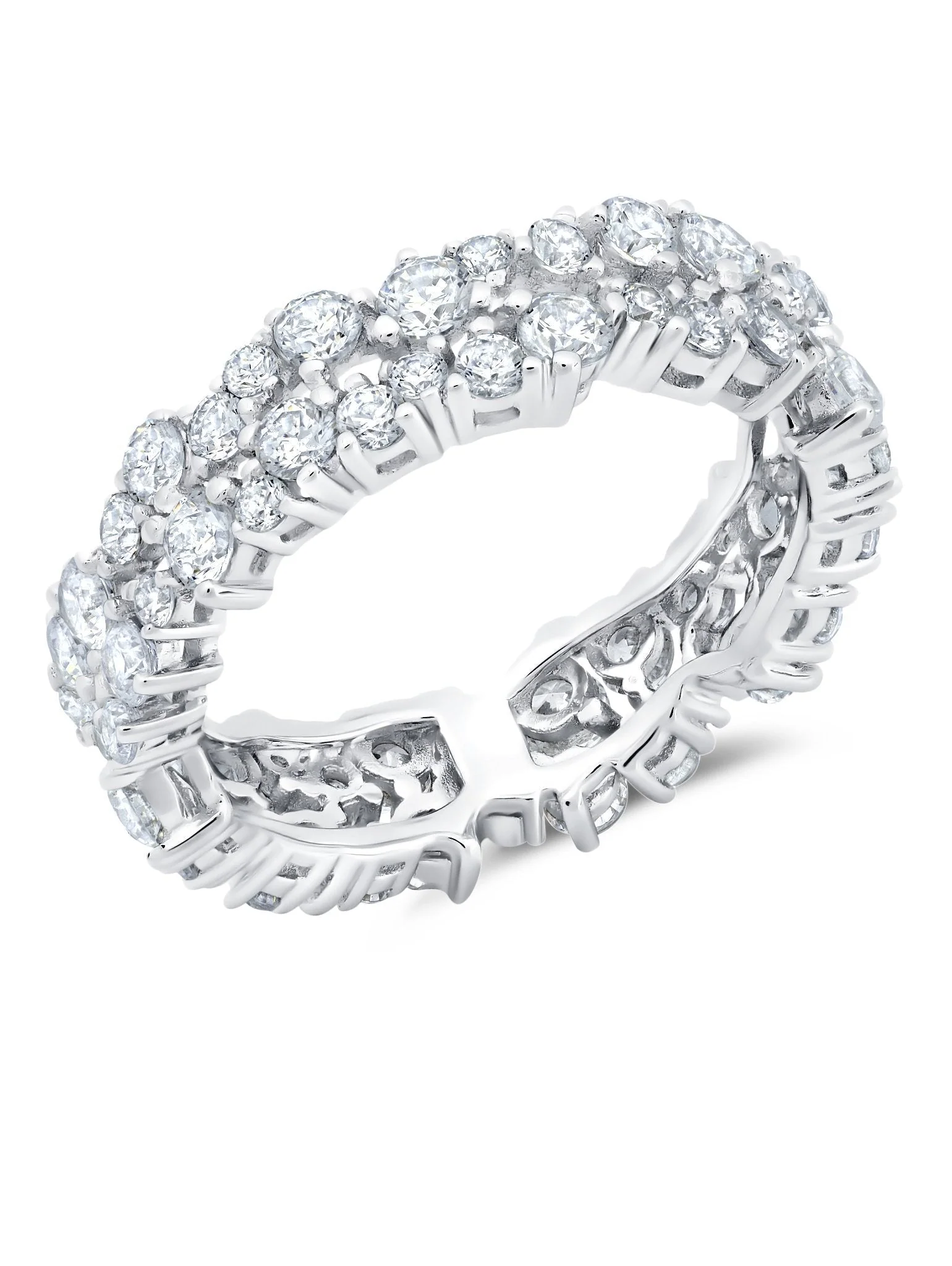 Crislu Cluster Small Eternity Ring Finished In Pure Platinum