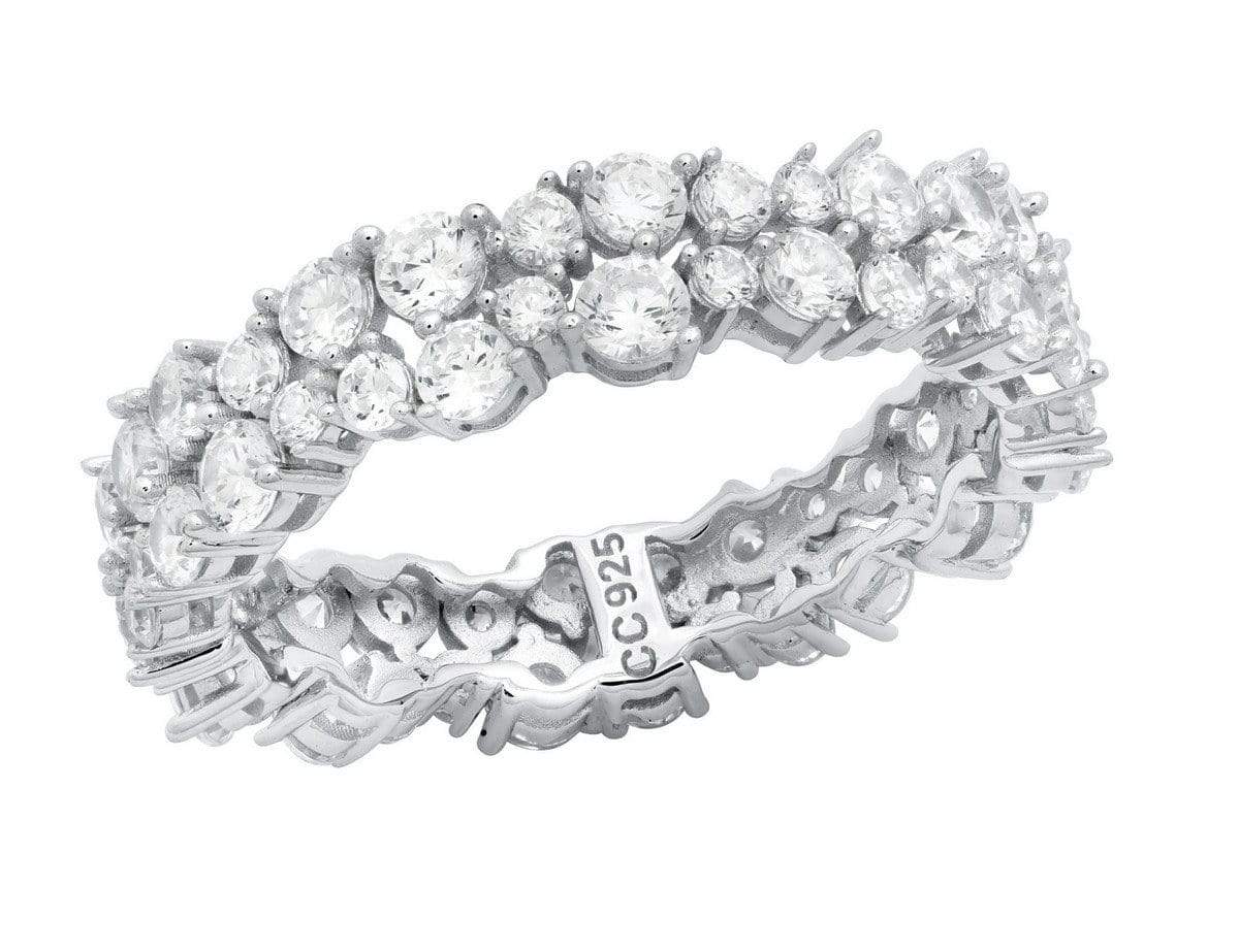 CRISLU Cluster Small Eternity Ring Finished in Pure Platinum - Size 7