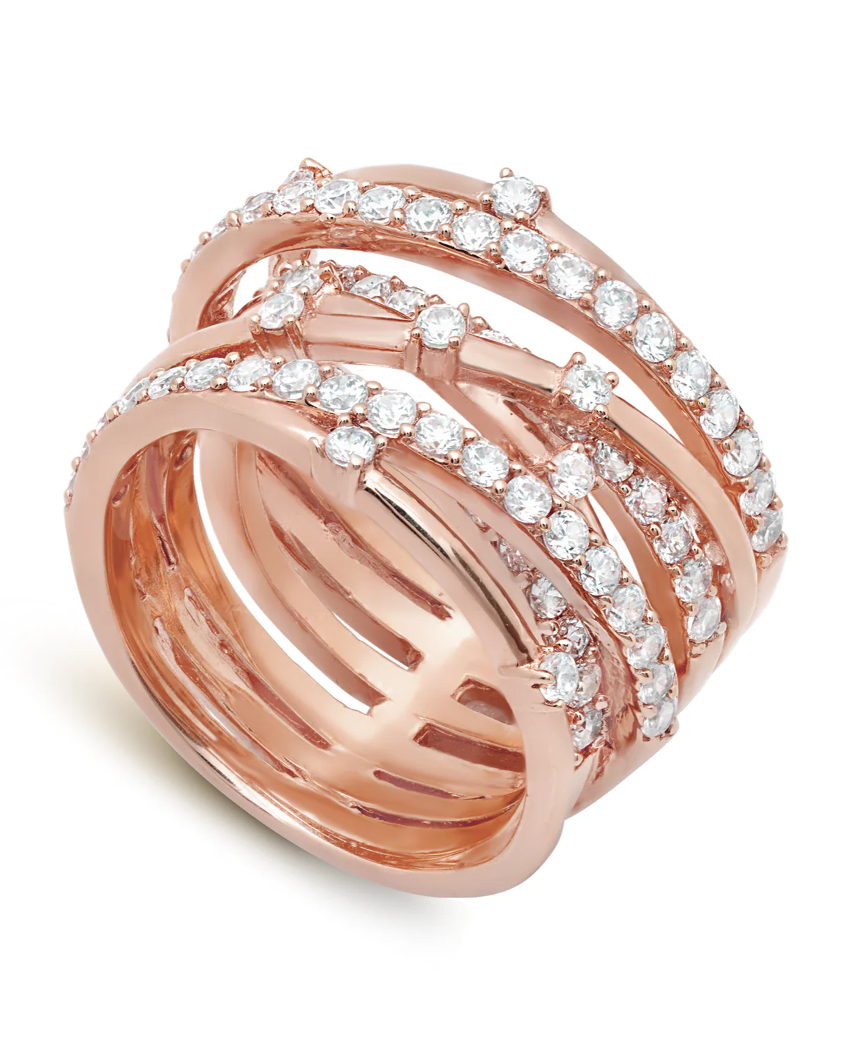 Crislu Entwined Ring Finished In 18kt Rose Gold