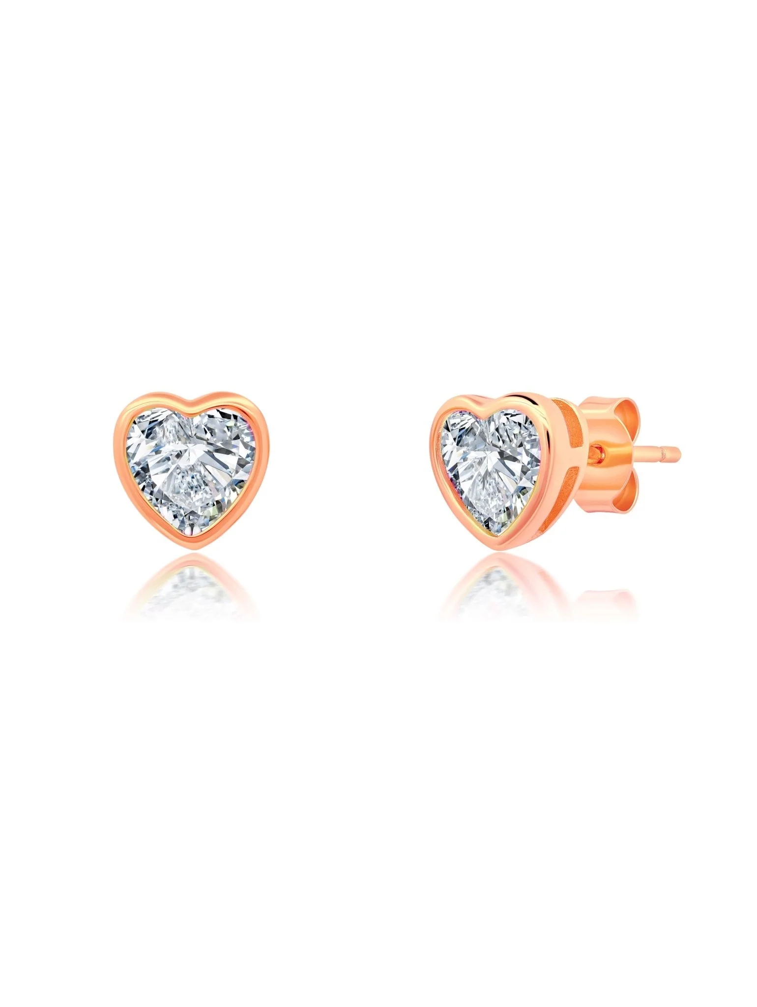 Crislu Heart Shaped Bezel Set Stud Earring 18kt Rose Gold