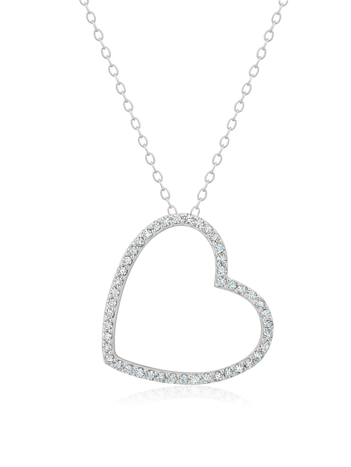 Crislu Open Silhoutte Heart Necklace Finished in Pure Platinum