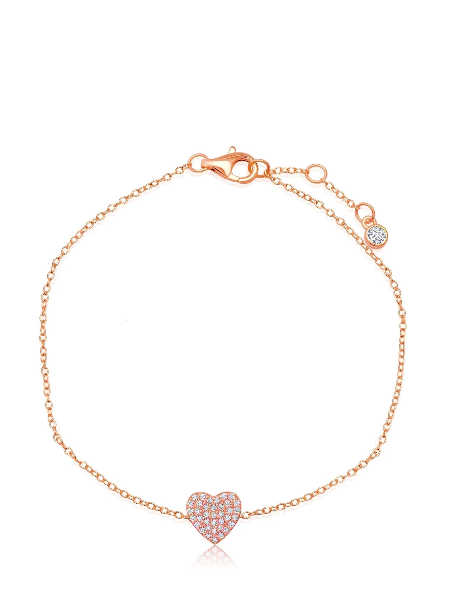 Crislu Pave Heart Bracelet Finished in 18kt Rose Gold