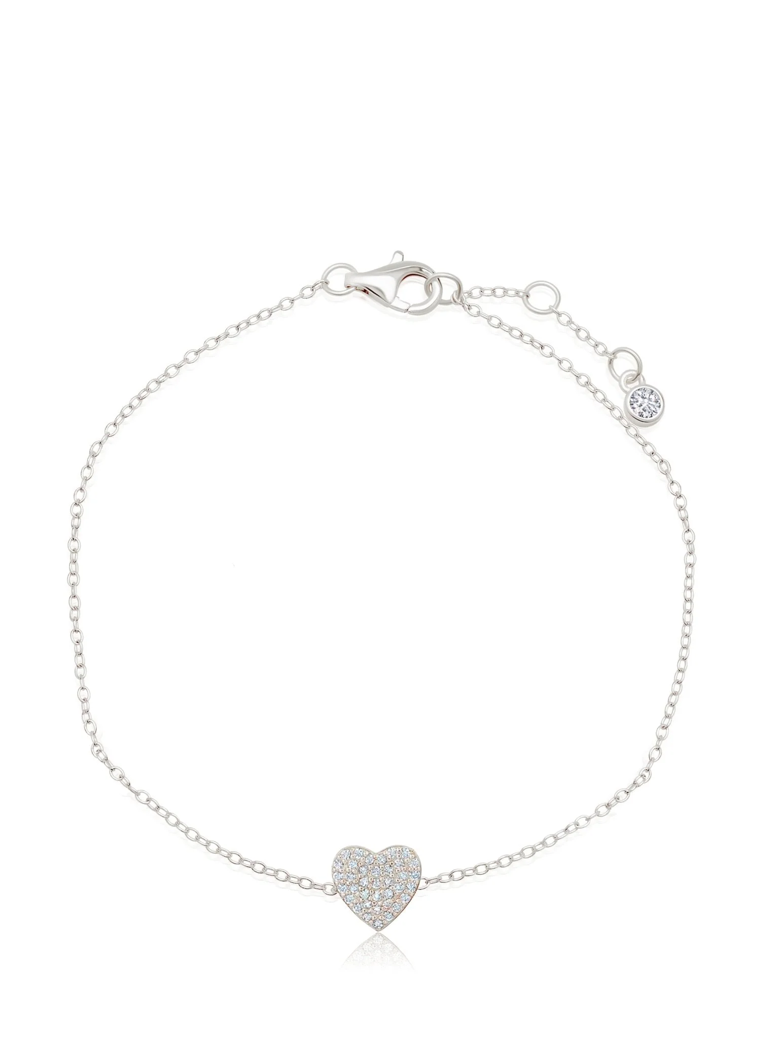 Crislu Pave Heart Bracelet Finished in Pure Platinum