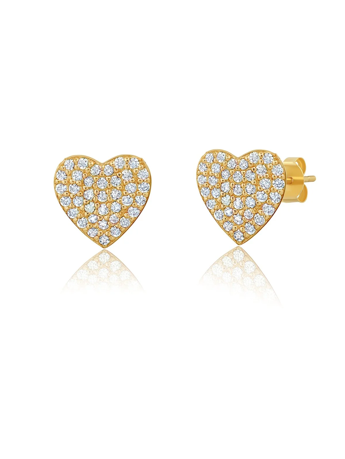 Crislu Pave Heart Earrings Finished in 18kt Yellow Gold