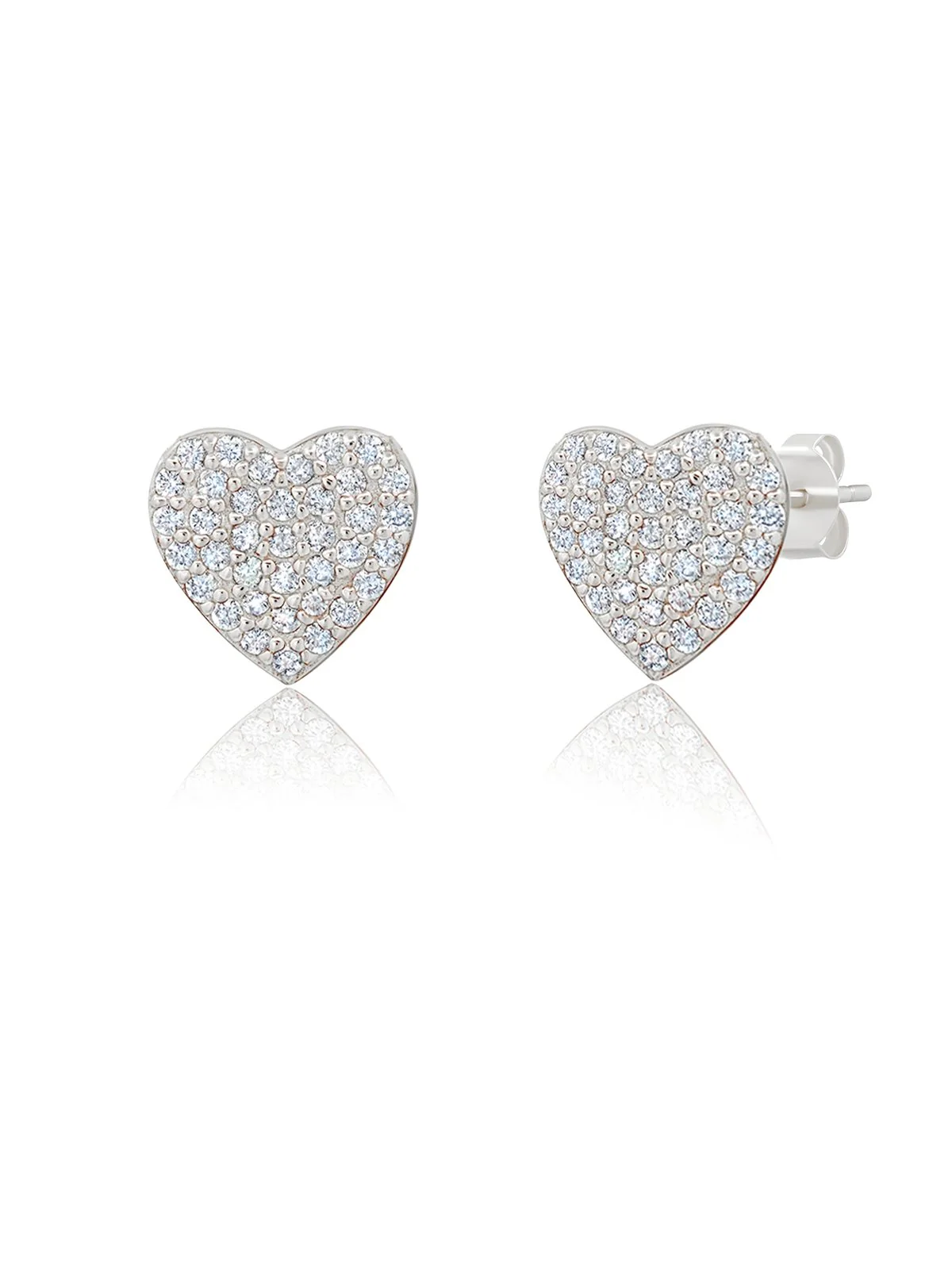 Crislu Pave Heart Earrings Finished in Pure Platinum