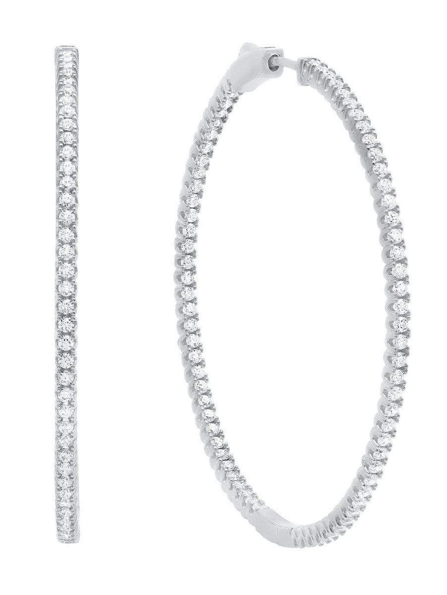 CRISLU Pave Hoop Earrings Large Finished in Pure Platinum