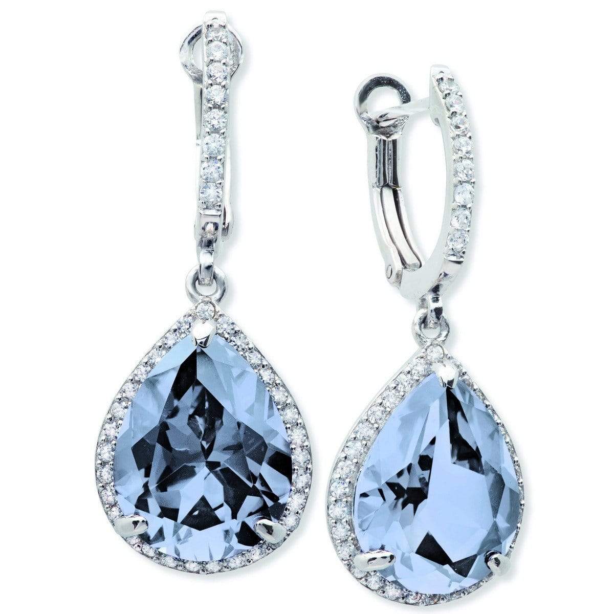CRISLU Pear Drop Blue Quartz Earrings Finished in Pure Platinum