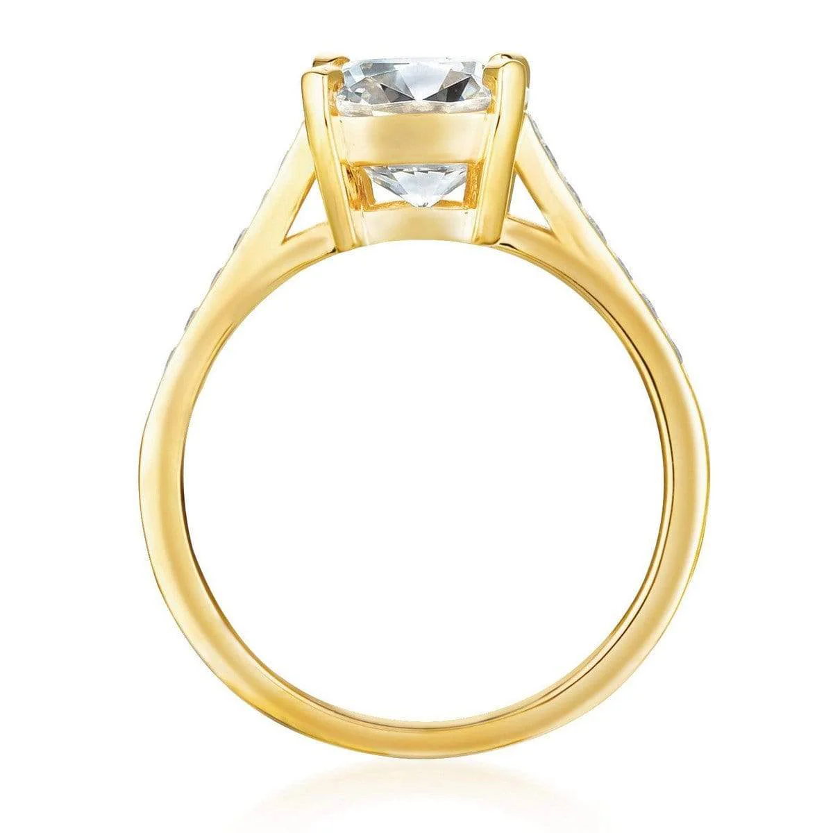 CRISLU Radiant Cushion Cut Ring finished in 18KT Gold - Size 6 - Image 3